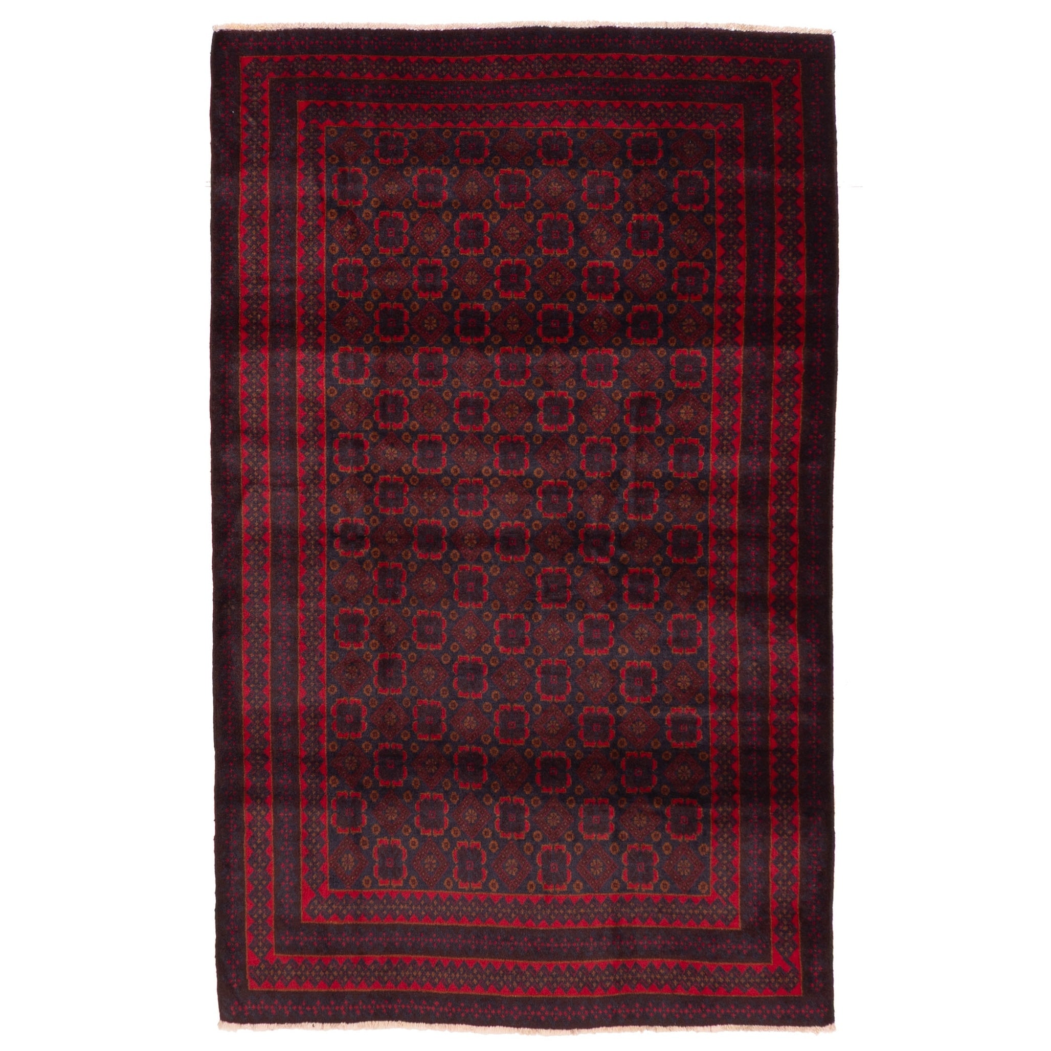 Ecarpetgallery Hand Knotted Teimani Dark Navy Red Wool Rug 41 X 68