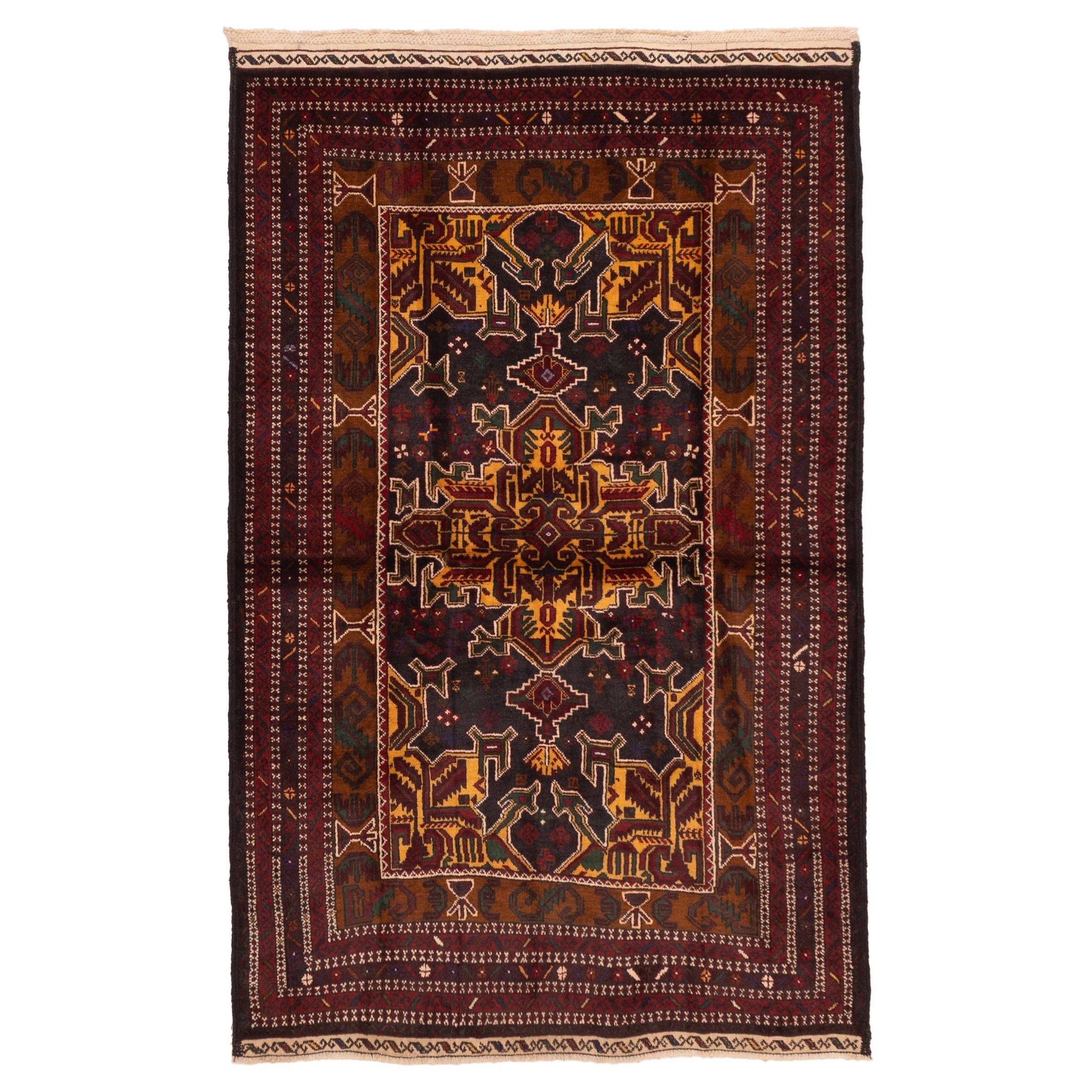 Ecarpetgallery Hand Knotted Teimani Dark Navy Red Wool Rug 45 X 68