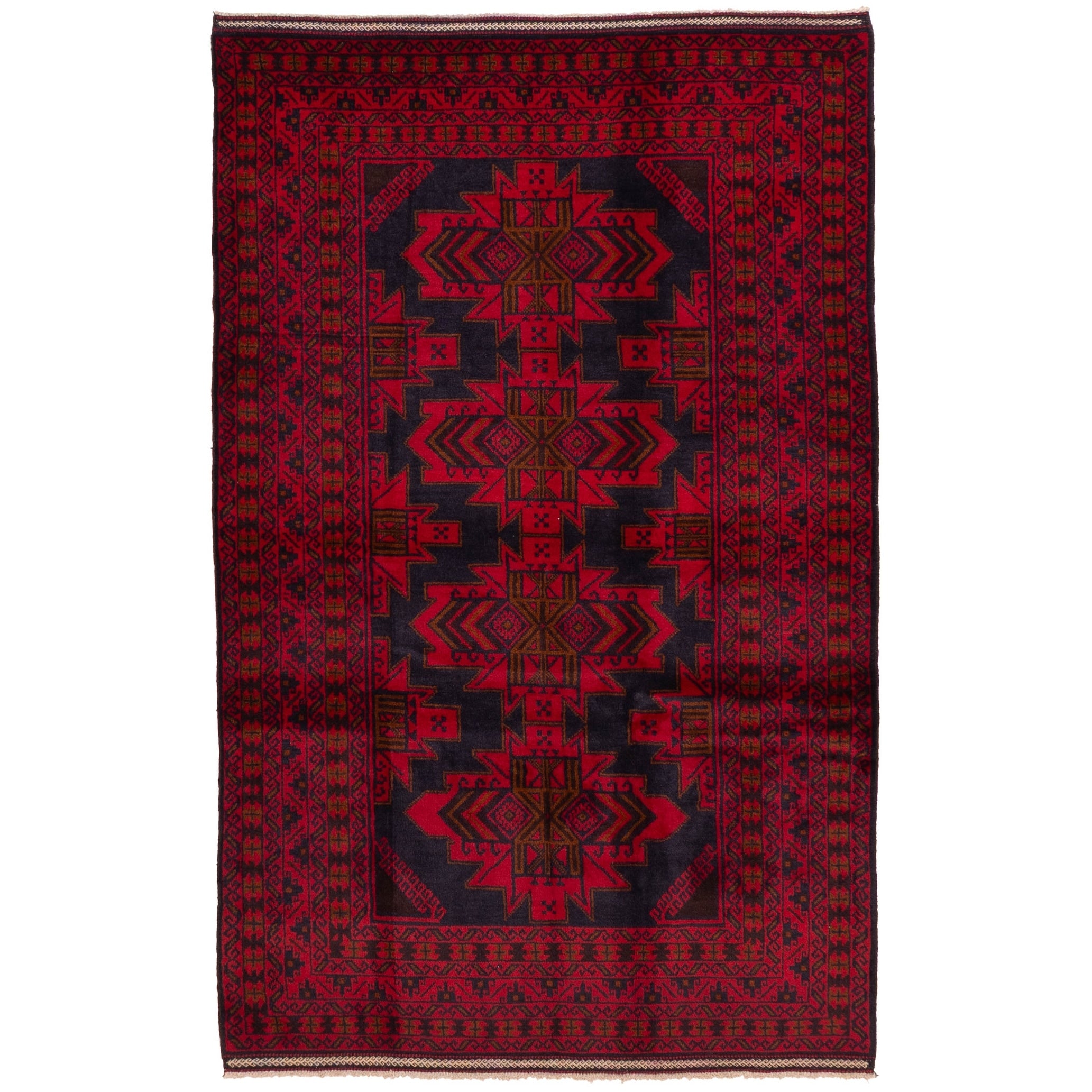 Ecarpetgallery Hand Knotted Teimani Dark Navy Red Wool Rug 41 X 64
