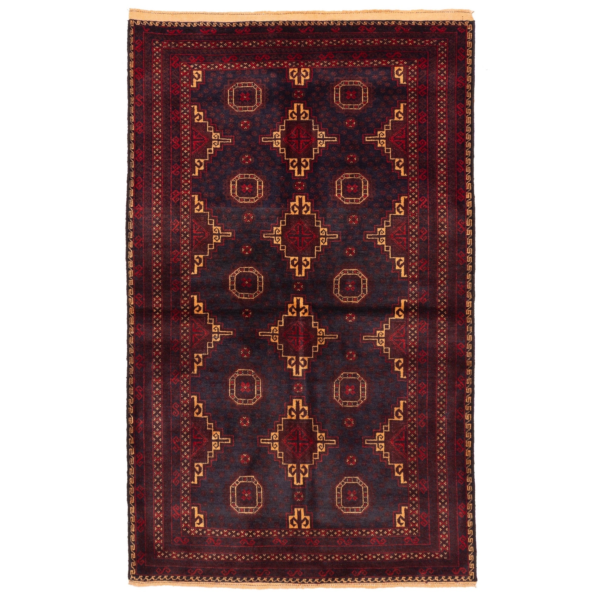 Ecarpetgallery Hand Knotted Teimani Dark Navy Red Wool Rug 310 X 63