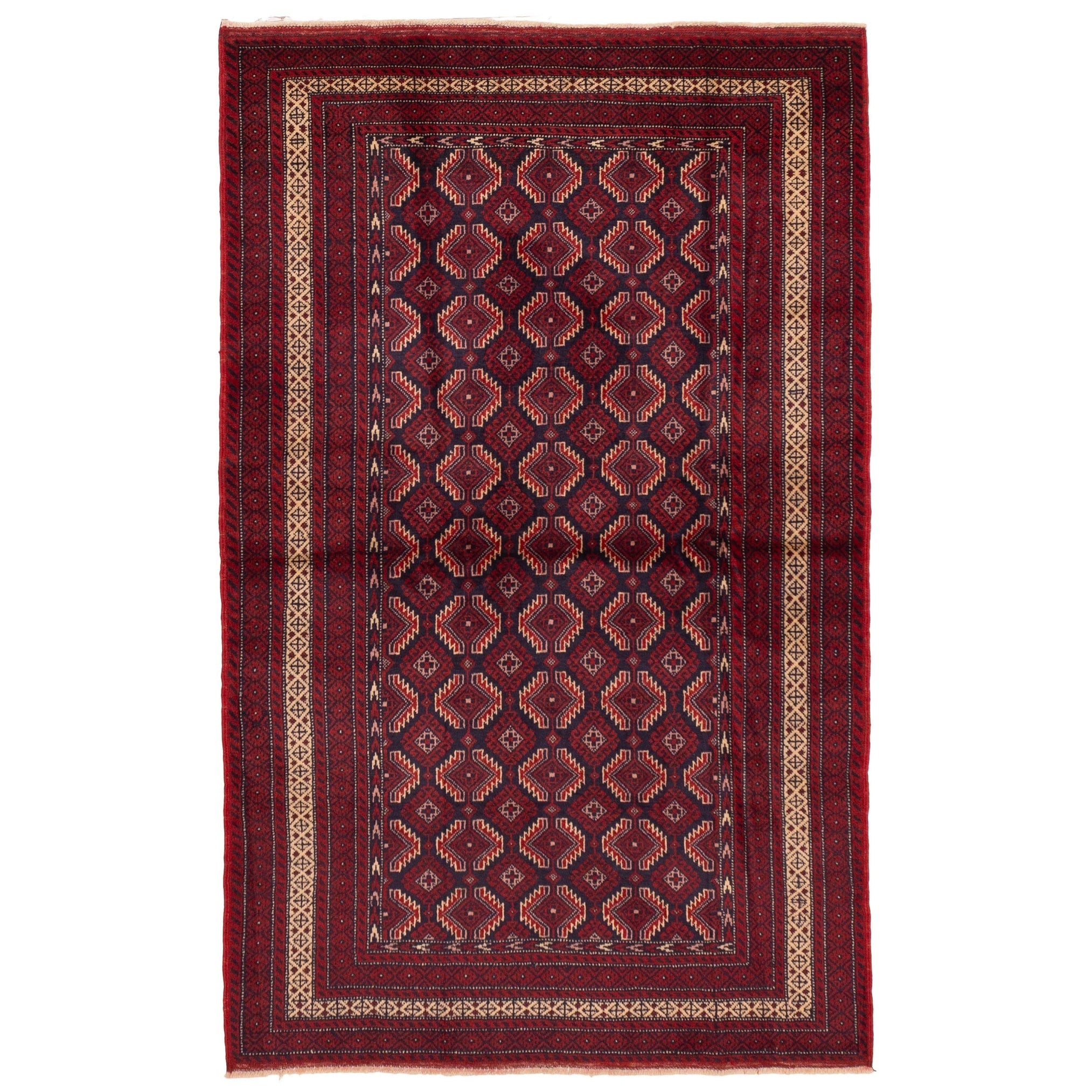 Ecarpetgallery Hand Knotted Teimani Dark Navy Red Wool Rug 41 X 65