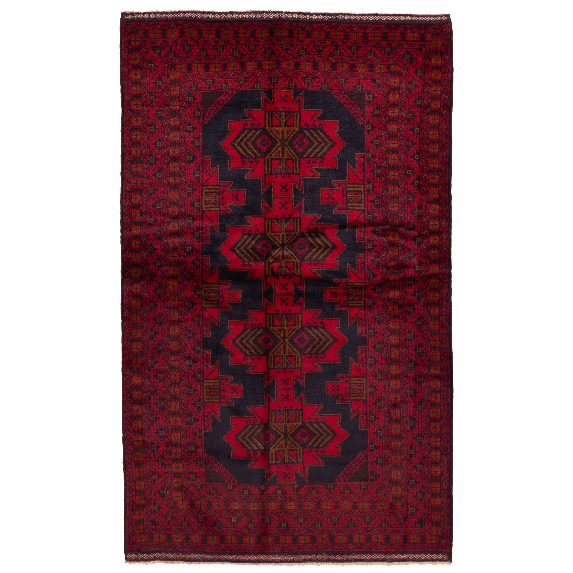 Ecarpetgallery Hand Knotted Teimani Dark Navy Red Wool Rug 42 X 70