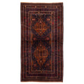 Ecarpetgallery Hand Knotted Teimani Dark Navy Rust Wool Rug 37 X 68