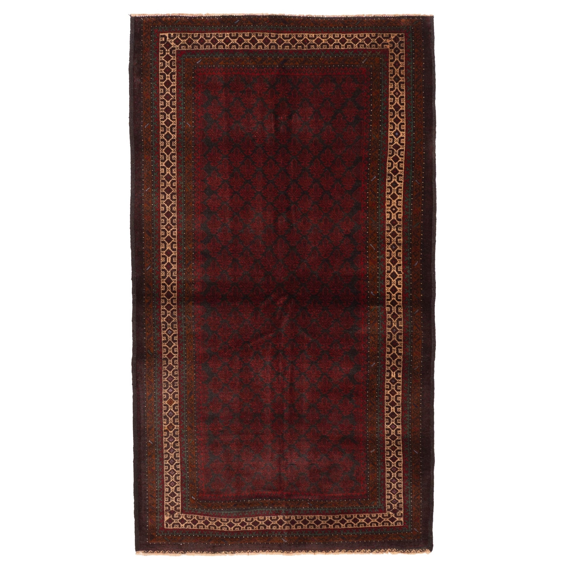 Ecarpetgallery Hand Knotted Teimani Dark Red Wool Rug 310 X 69