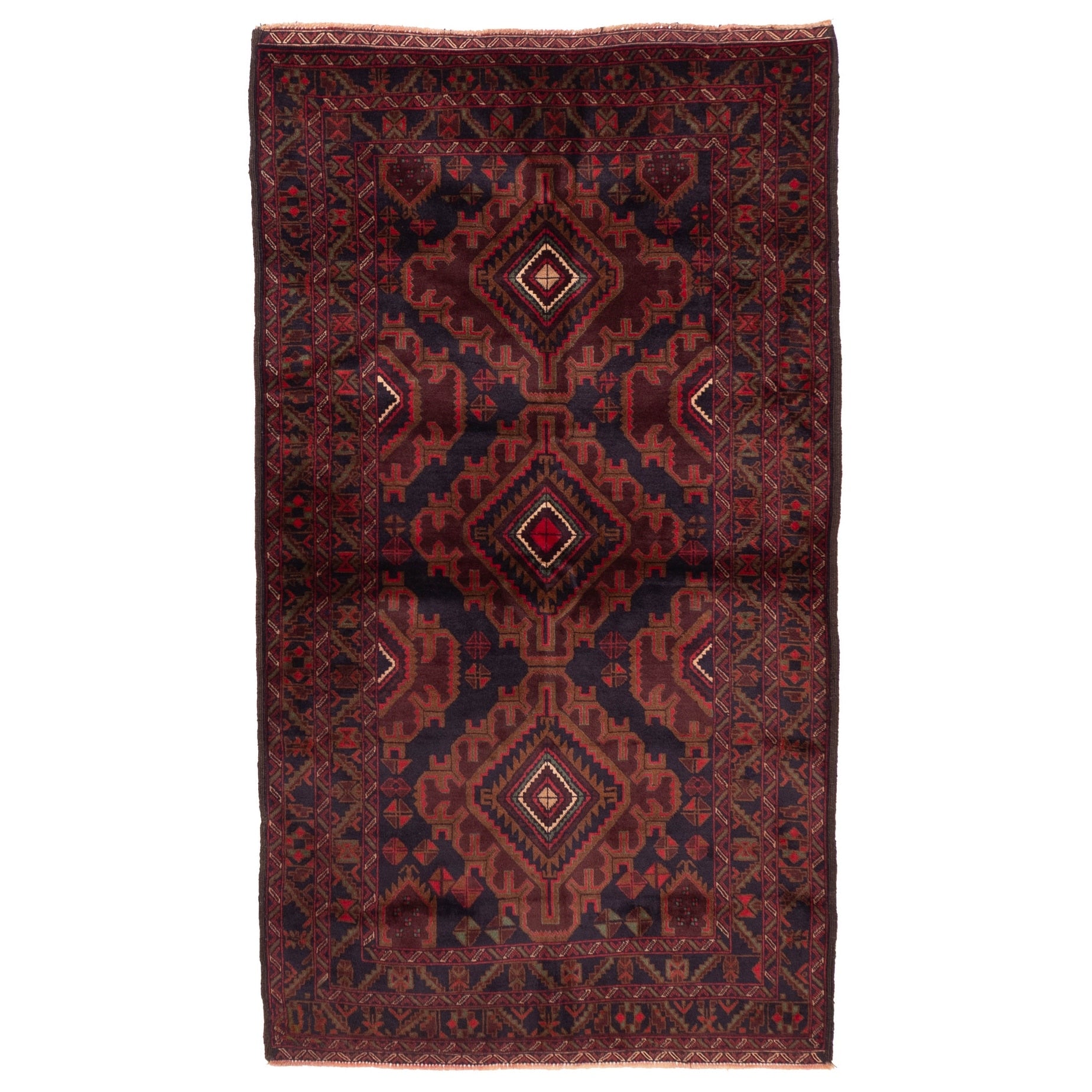 Ecarpetgallery Hand Knotted Teimani Dark Red Wool Rug 37 X 69