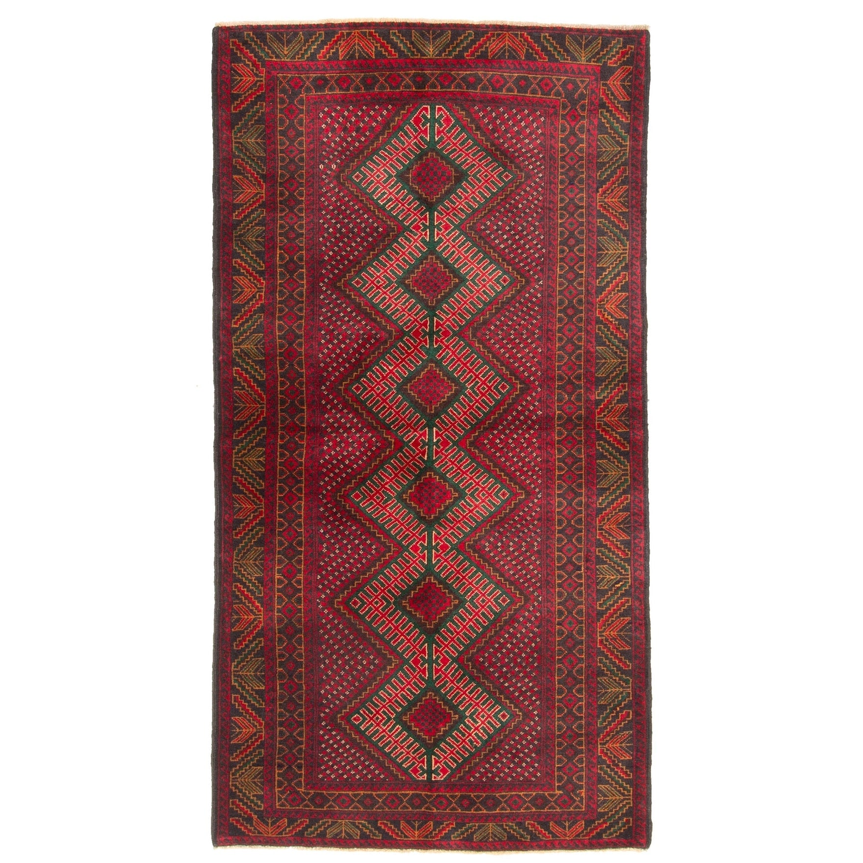 Ecarpetgallery Hand Knotted Teimani Dark Red Wool Rug 37 X 69