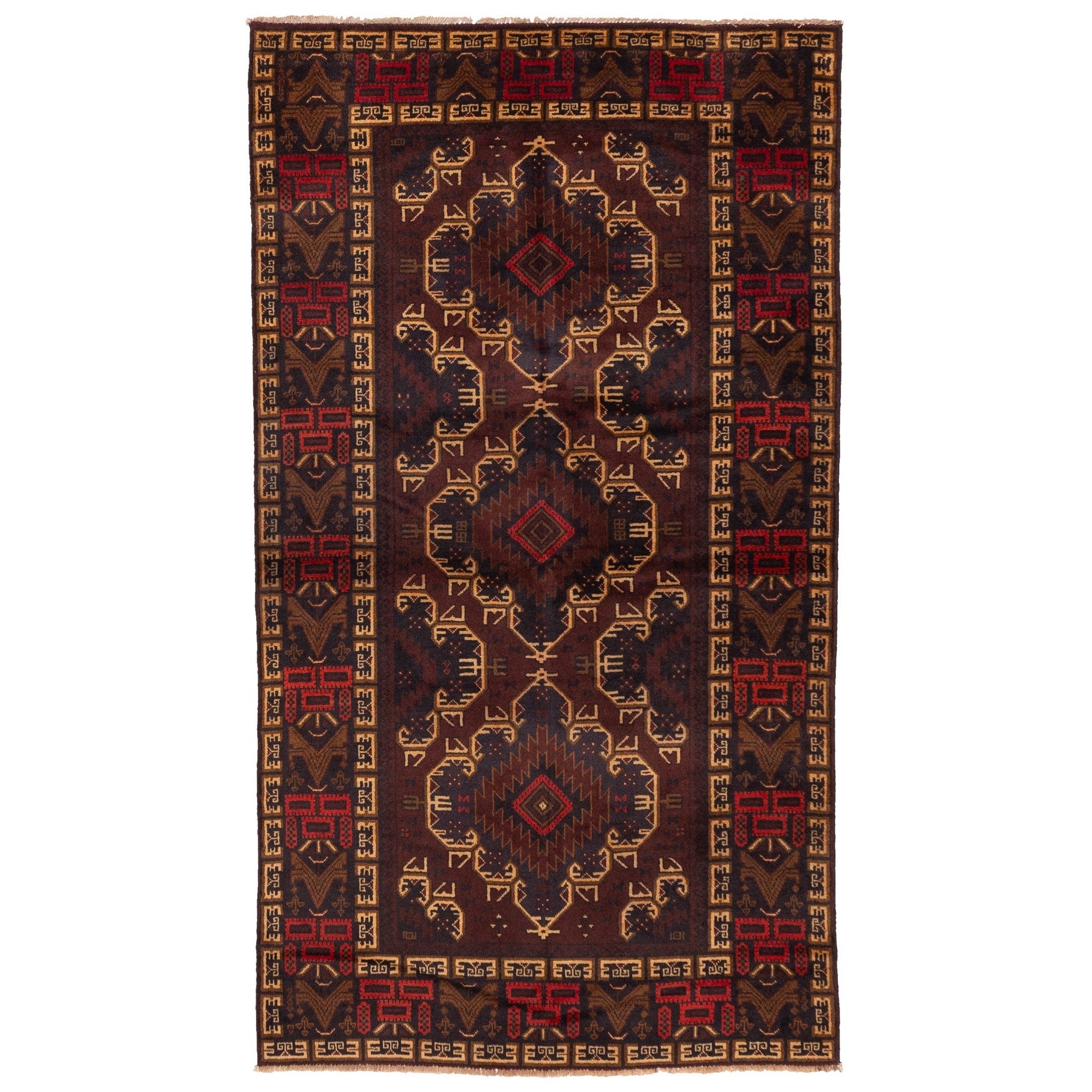 Ecarpetgallery Hand Knotted Teimani Dark Red Wool Rug 37 X 67