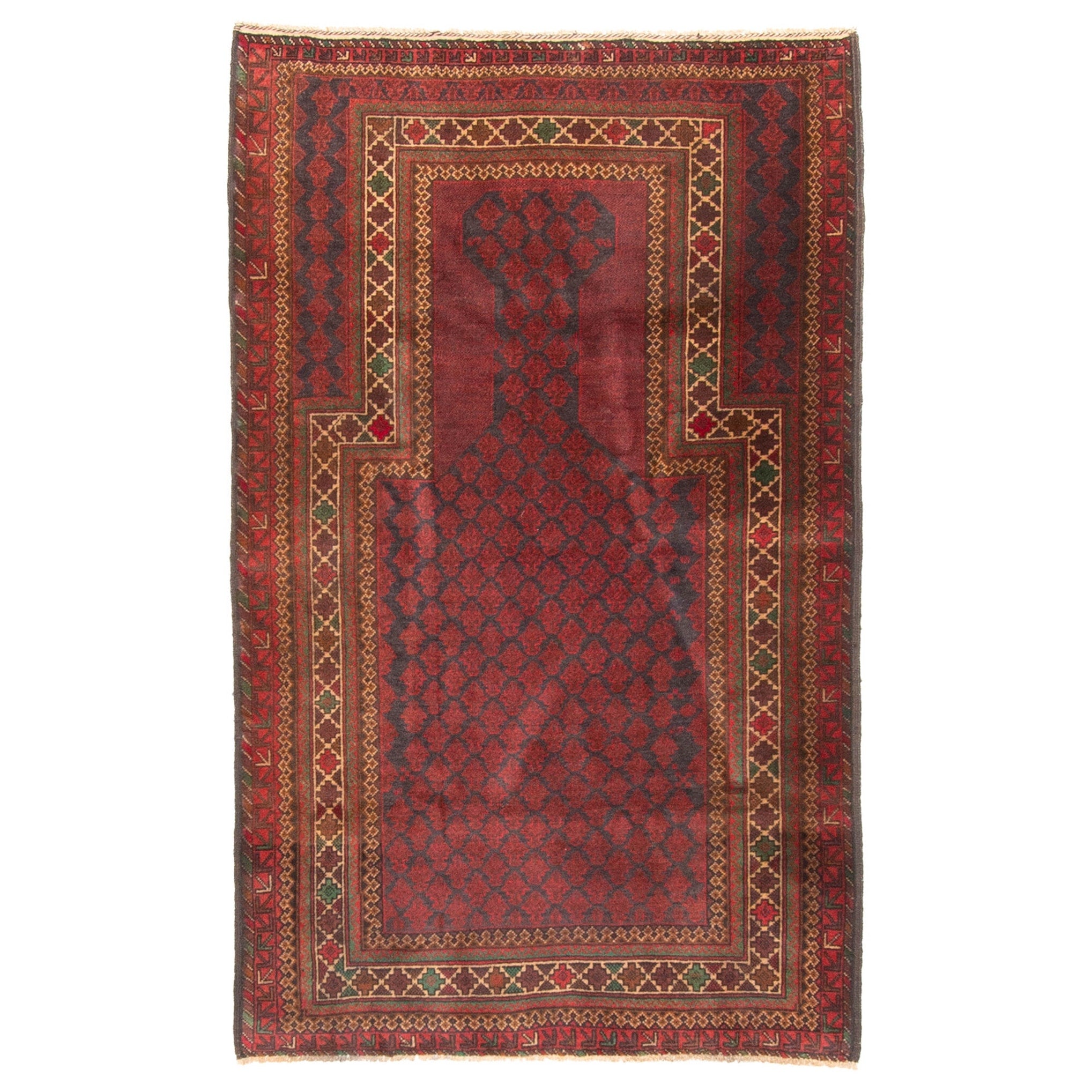 Ecarpetgallery Hand Knotted Teimani Dark Red Wool Rug 211 X 49