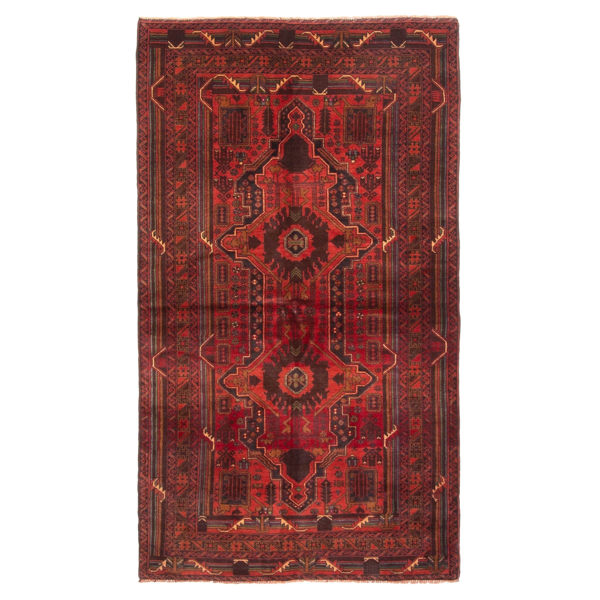 Ecarpetgallery Hand Knotted Teimani Dark Red Wool Rug 36 X 63