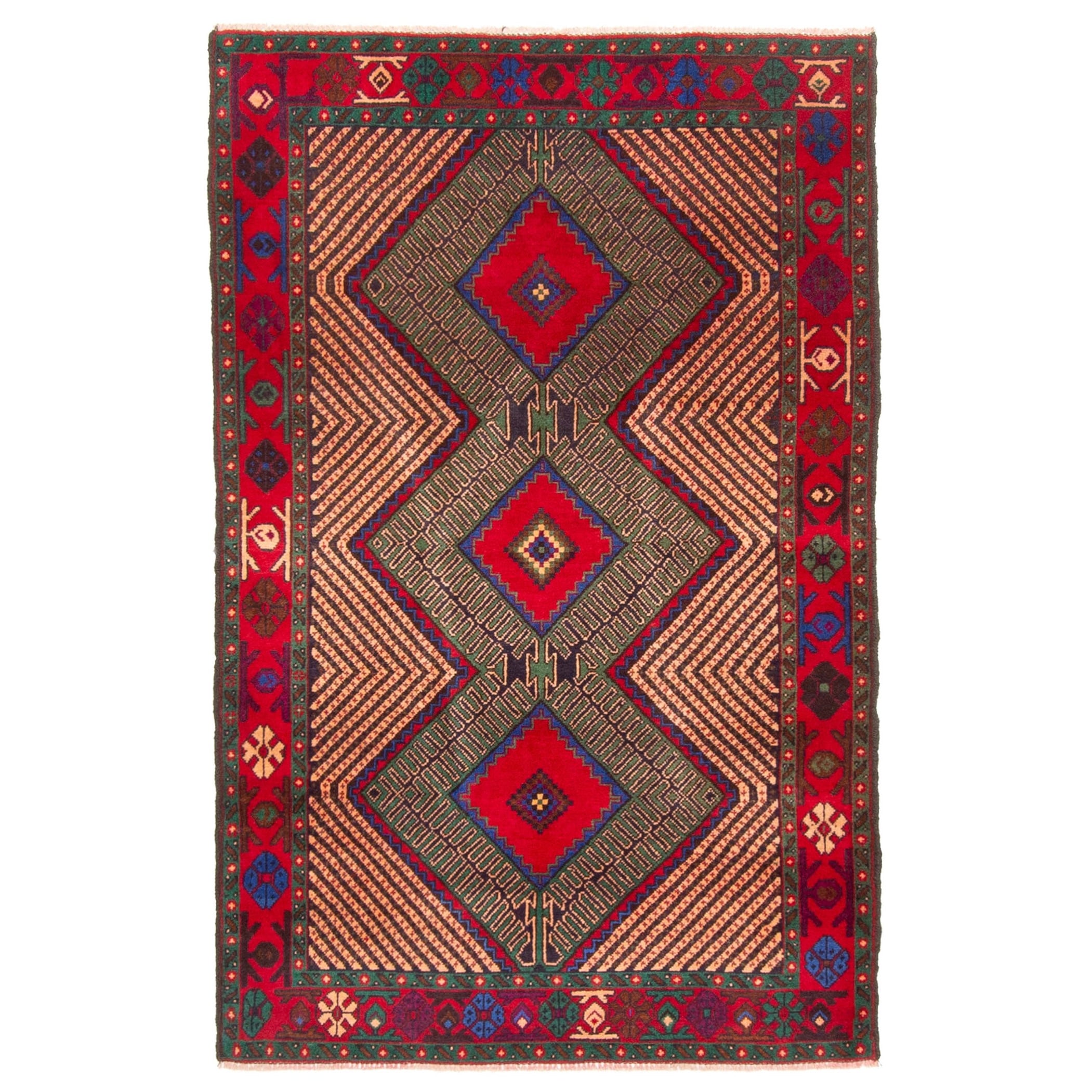 Ecarpetgallery Hand Knotted Teimani Green Wool Rug 30 X 48