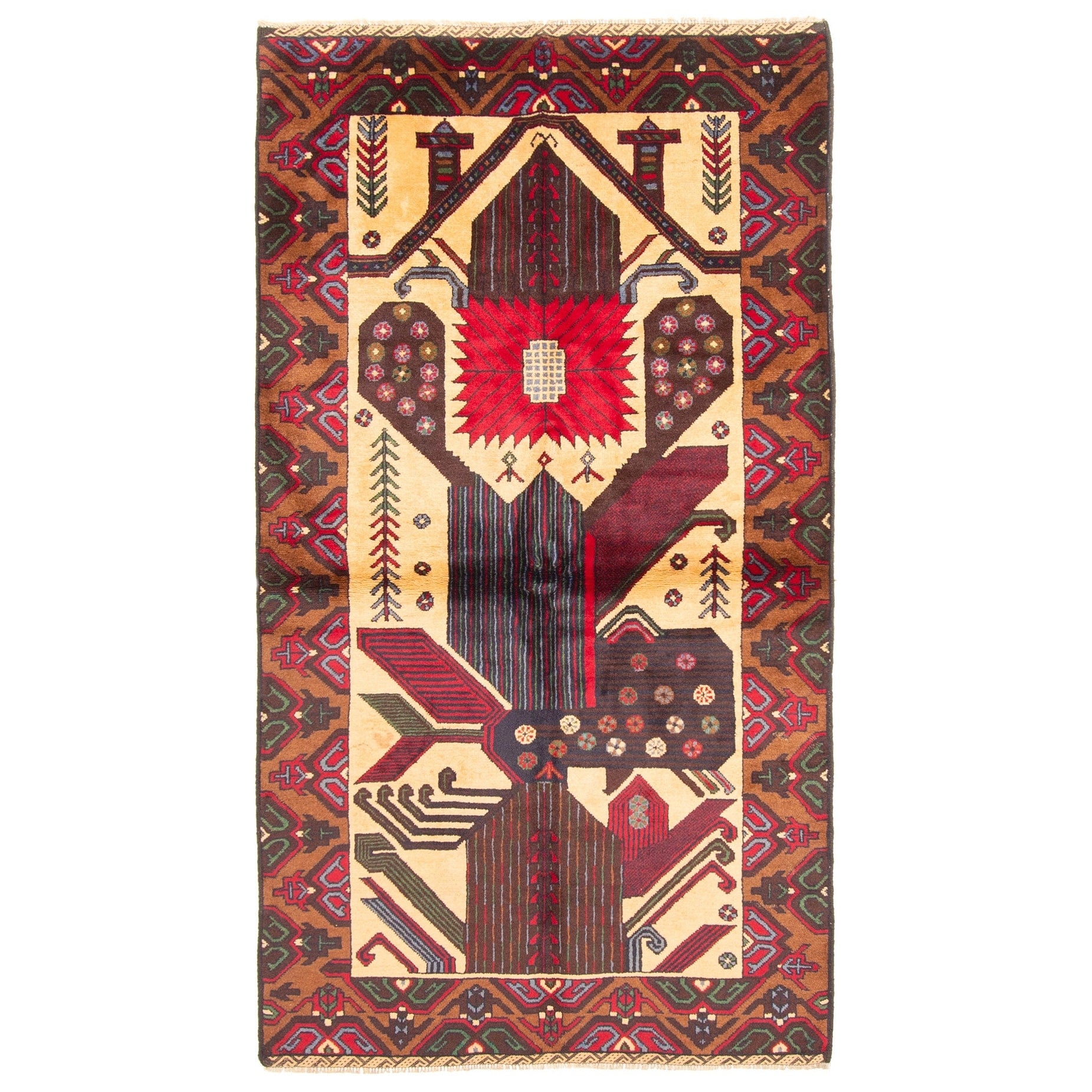 Ecarpetgallery Hand Knotted Teimani Light Brown Wool Rug 37 X 68