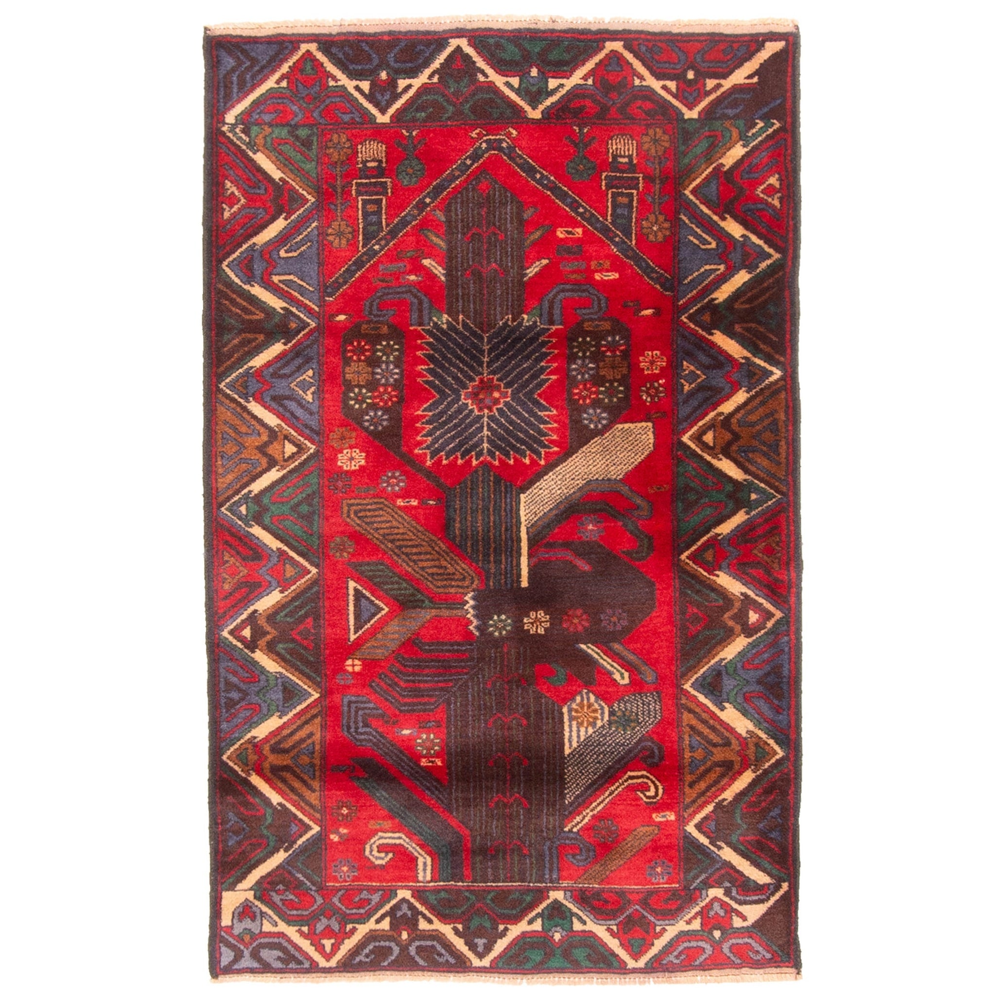 Ecarpetgallery Hand Knotted Teimani Red Wool Rug 210 X 45