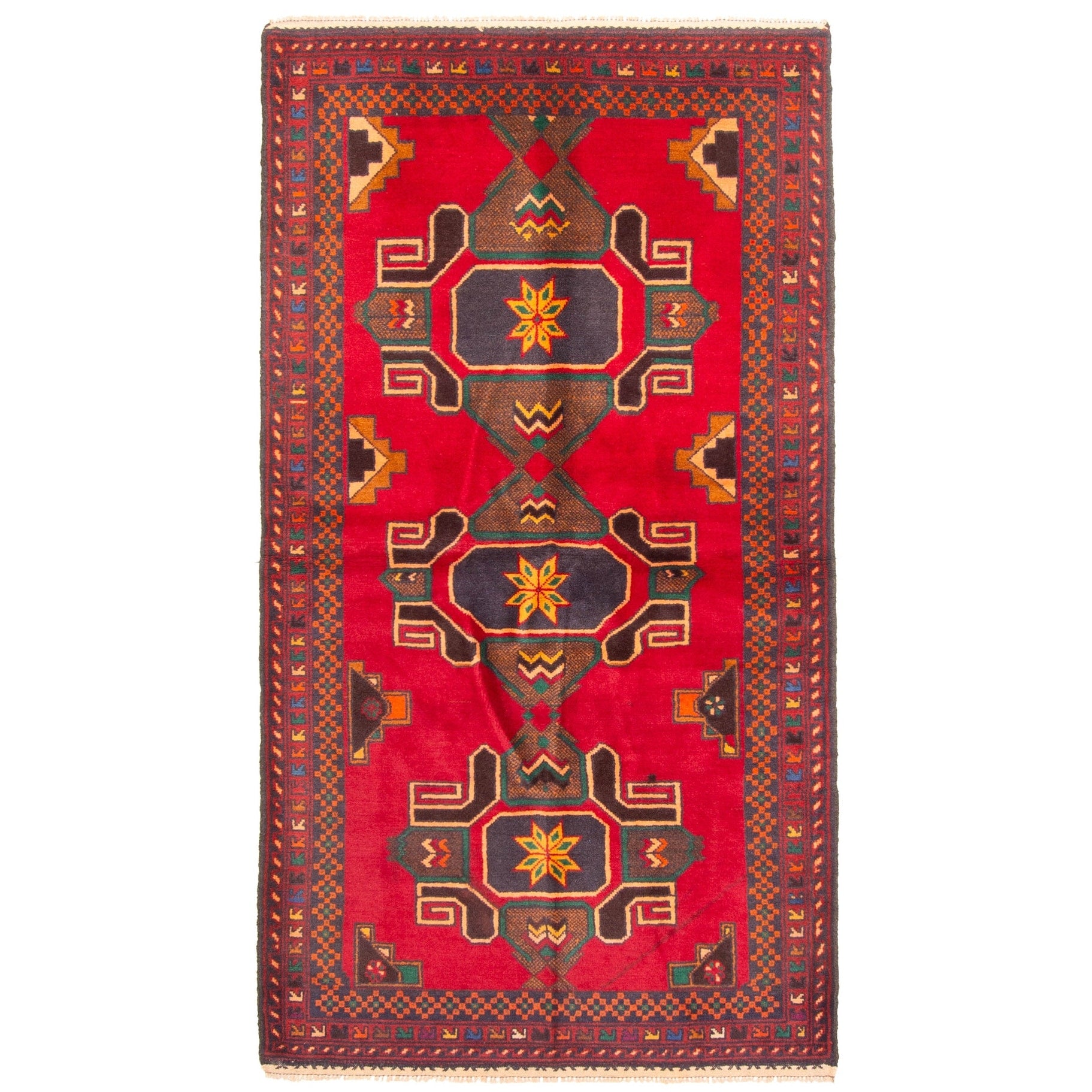 Ecarpetgallery Hand Knotted Teimani Red Wool Rug 34 X 64