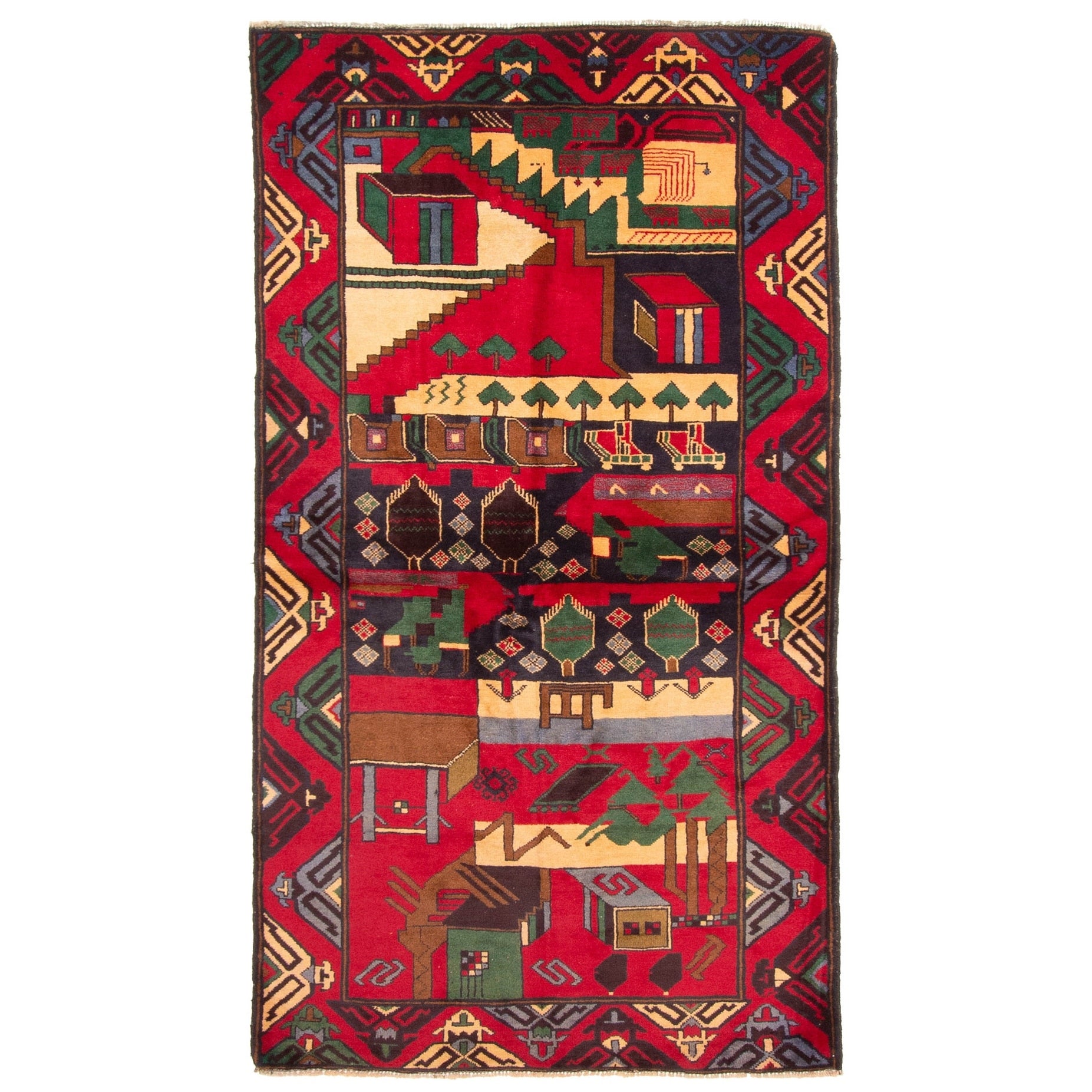 Ecarpetgallery Hand Knotted Teimani Red Wool Rug 34 X 65