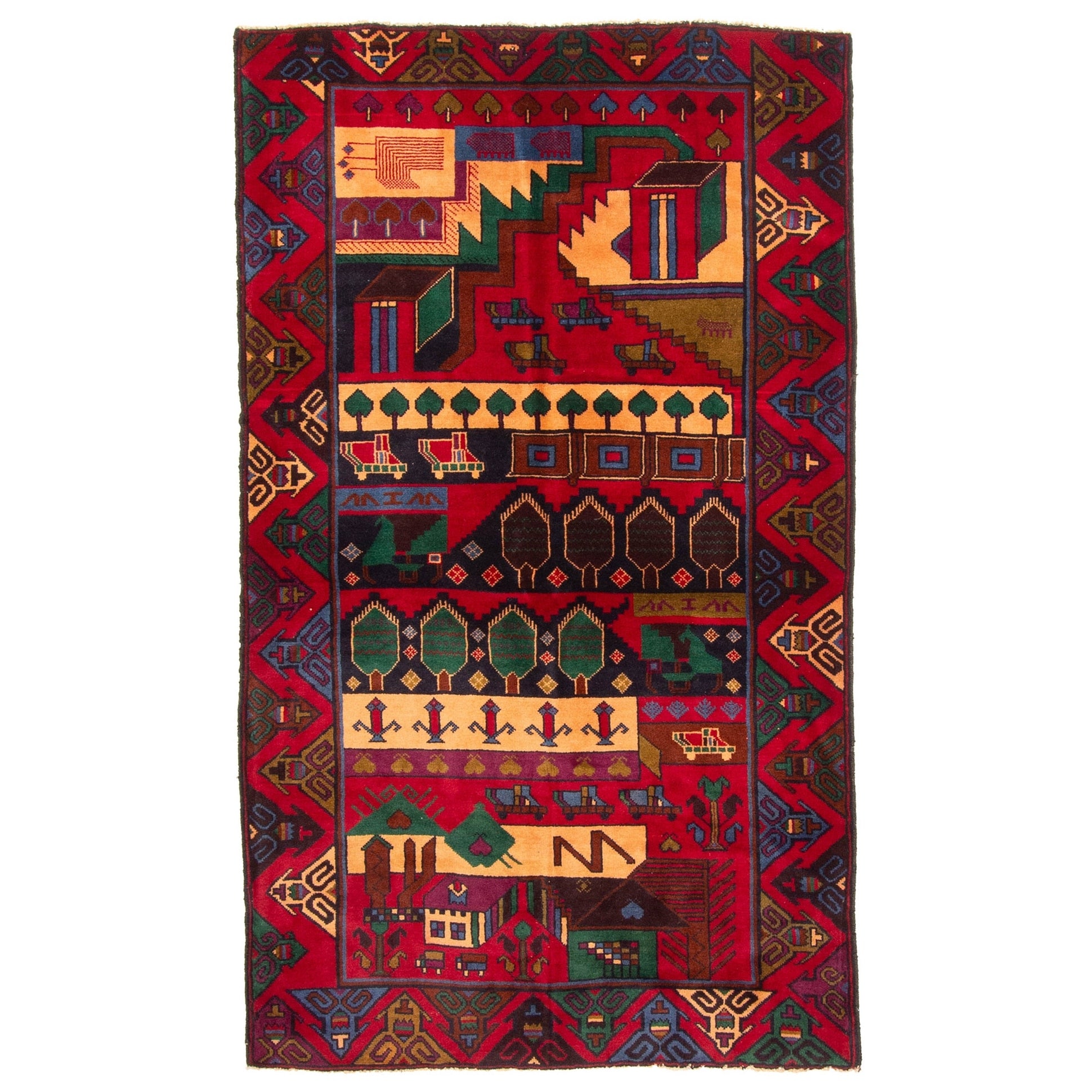 Ecarpetgallery Hand Knotted Teimani Red Wool Rug 38 X 64