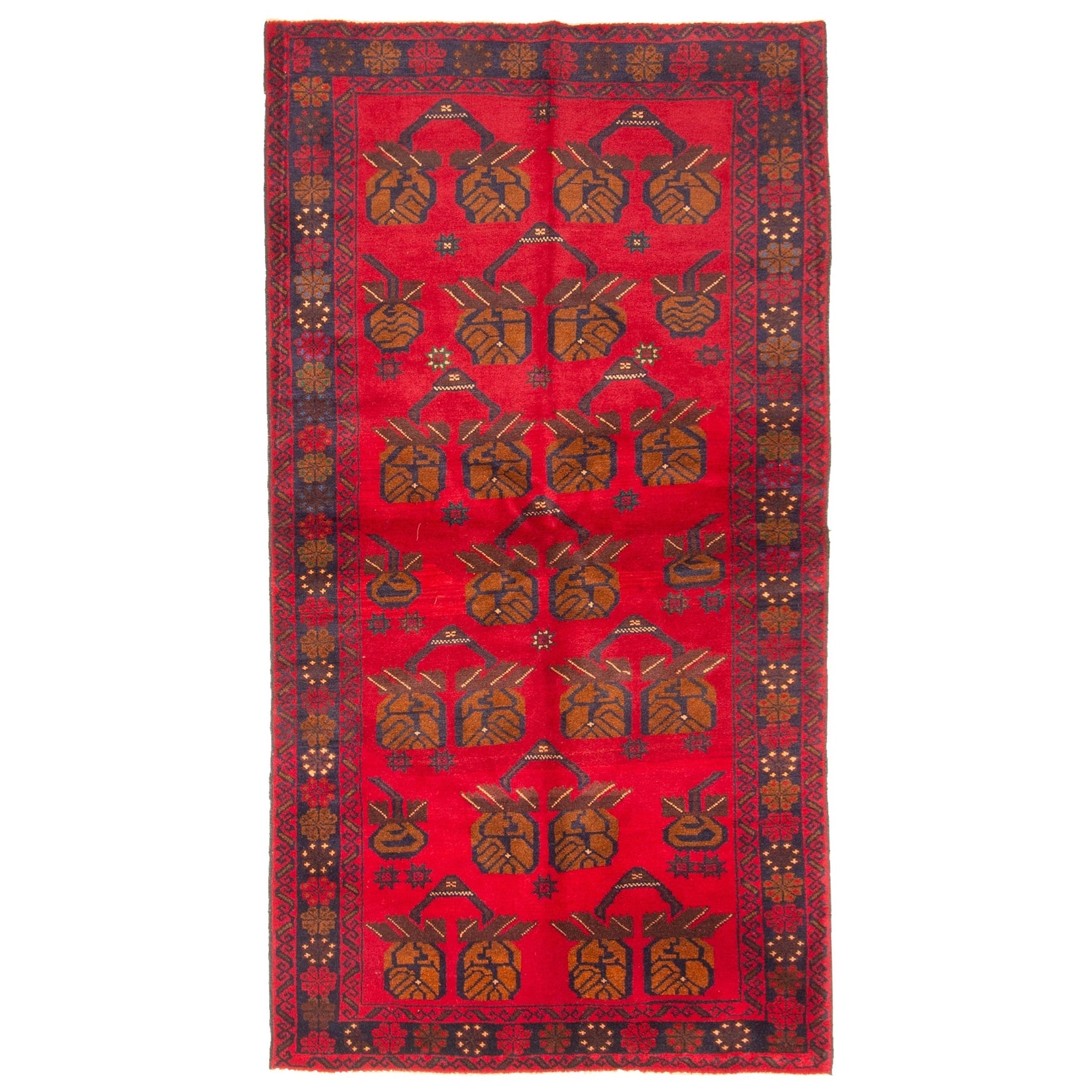 Ecarpetgallery Hand Knotted Teimani Red Wool Rug 34 X 64