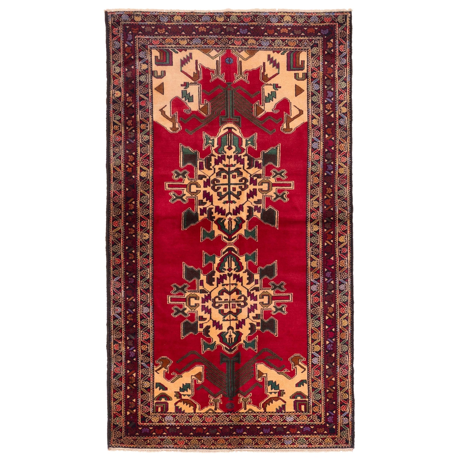 Ecarpetgallery Hand Knotted Teimani Red Wool Rug 35 X 64