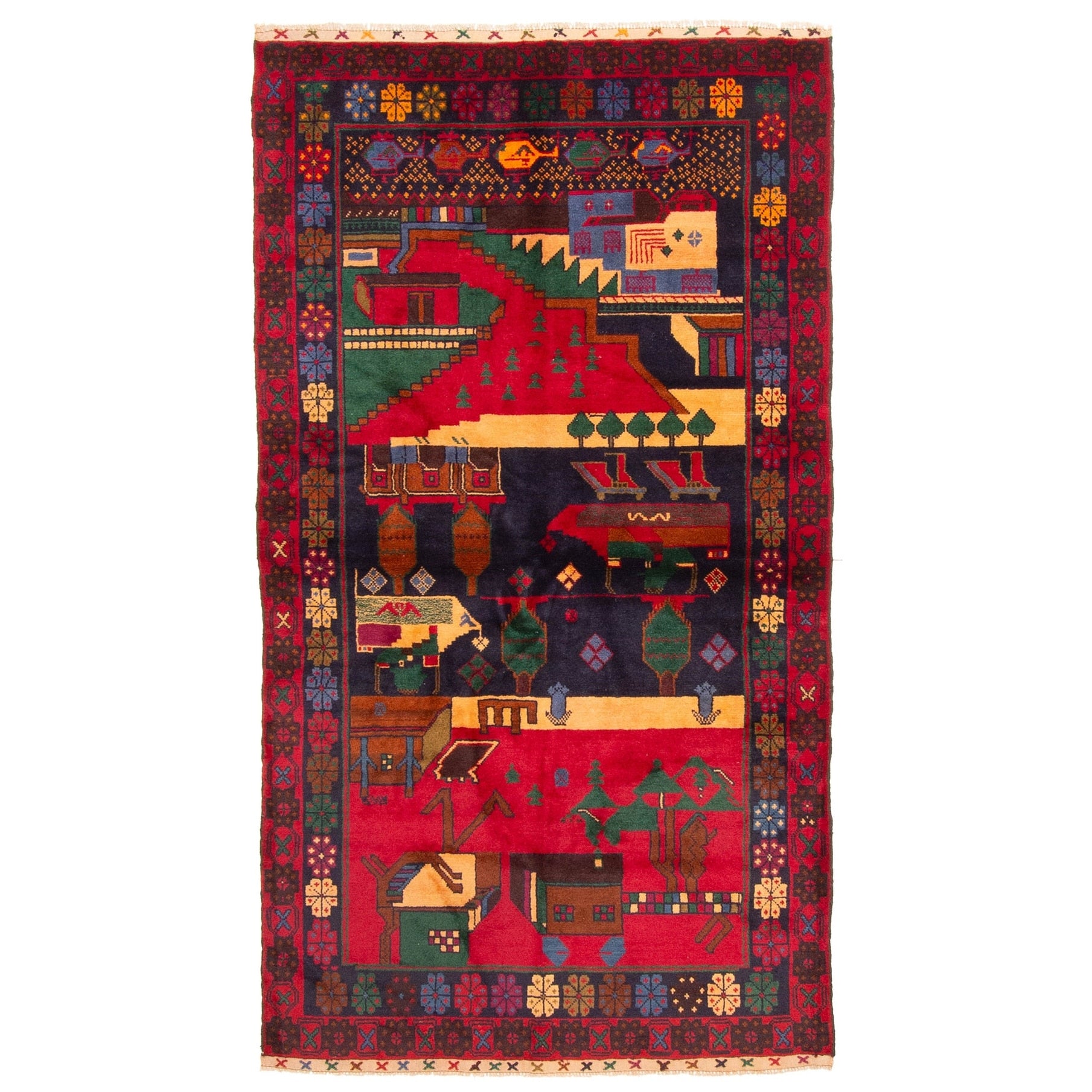 Ecarpetgallery Hand Knotted Teimani Red Wool Rug 35 X 63