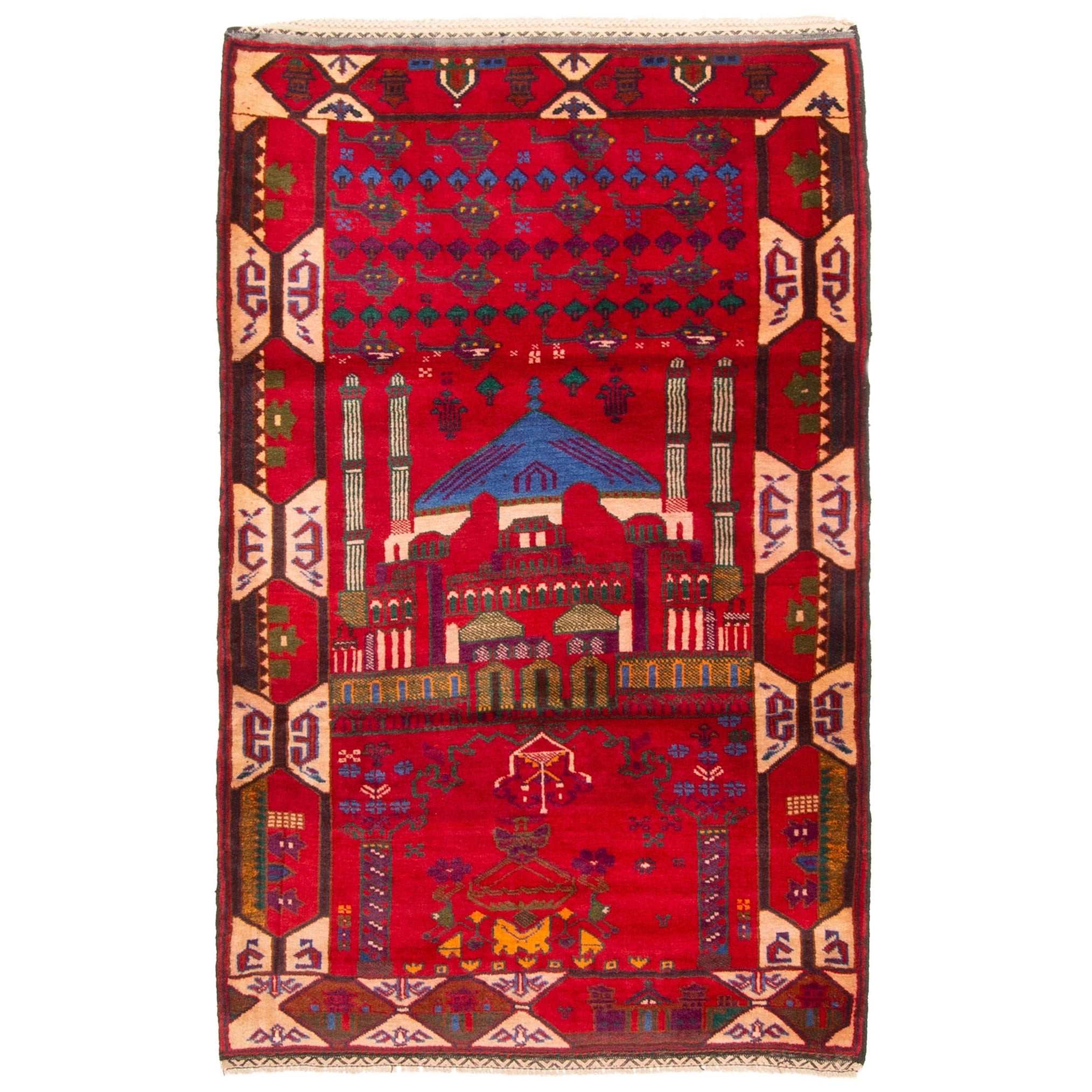Ecarpetgallery Hand Knotted Teimani Red Wool Rug 32 X 51