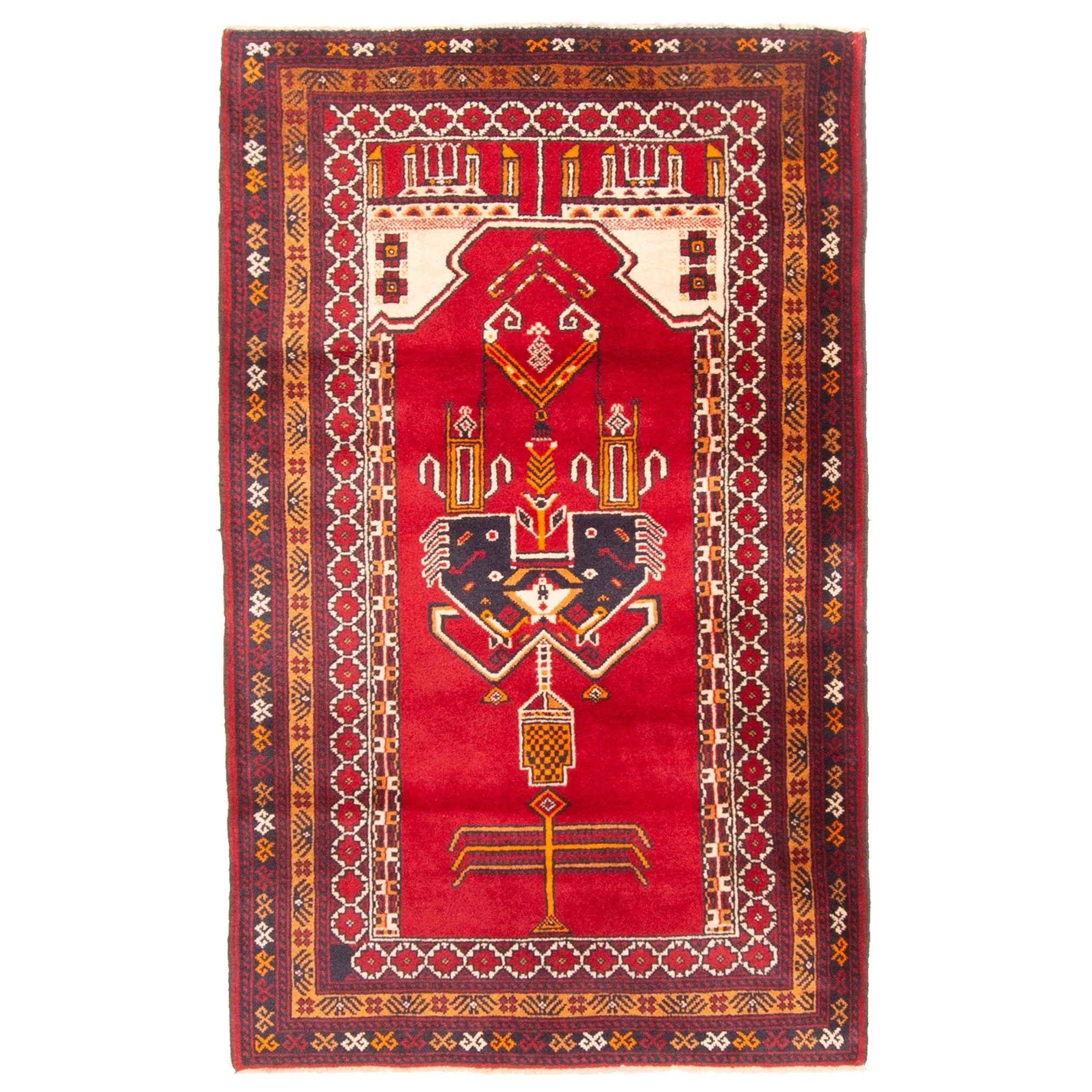 Ecarpetgallery Hand Knotted Teimani Red Wool Rug 211 X 49