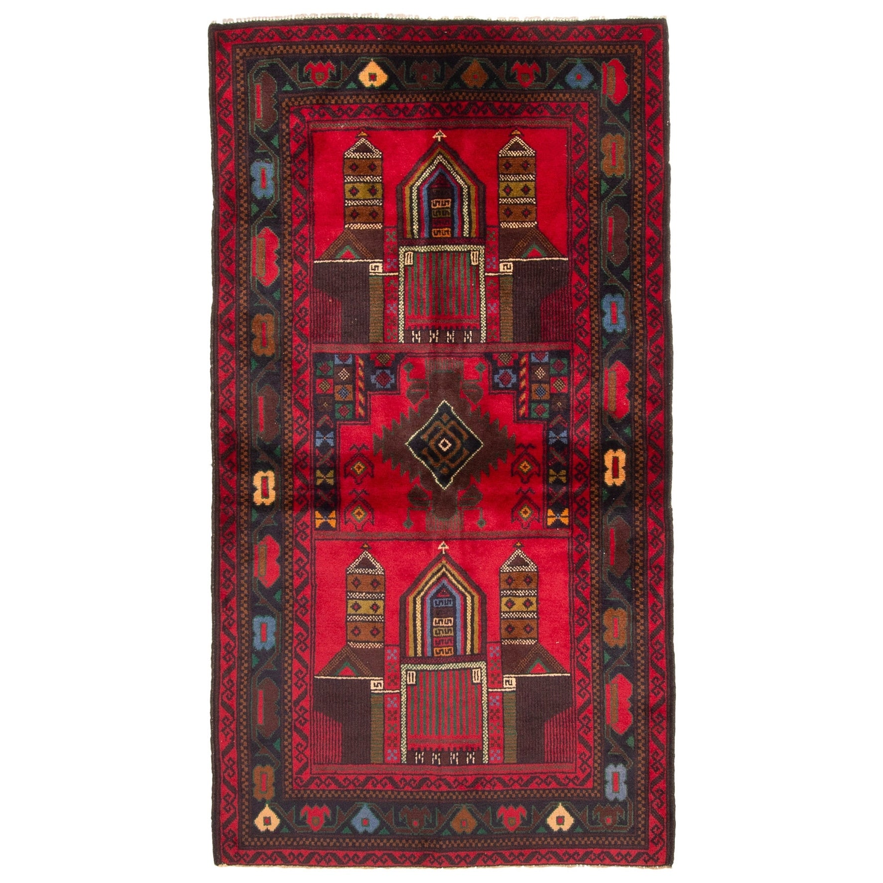 Ecarpetgallery Hand Knotted Teimani Red Wool Rug 36 X 65