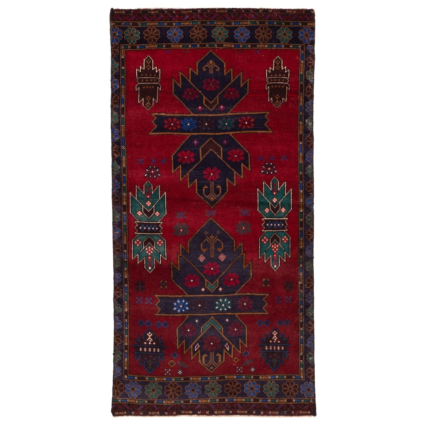 Ecarpetgallery Hand Knotted Teimani Red Wool Rug 211 X 62