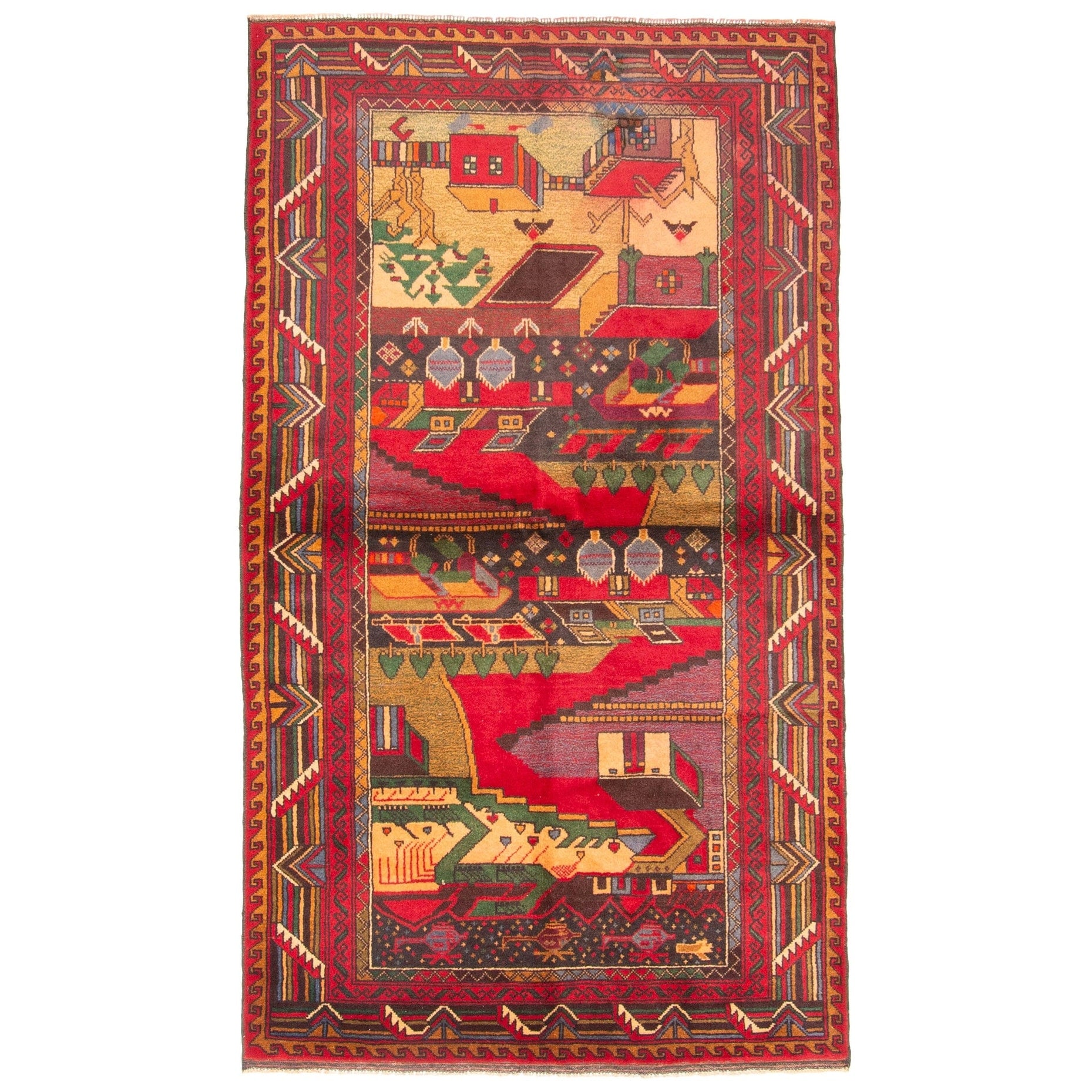 Ecarpetgallery Hand Knotted Teimani Red Wool Rug 37 X 64