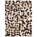 Ecarpetgallery Handmade Cowhide Patchwork Cream Brown Leather Rug 511 X 711