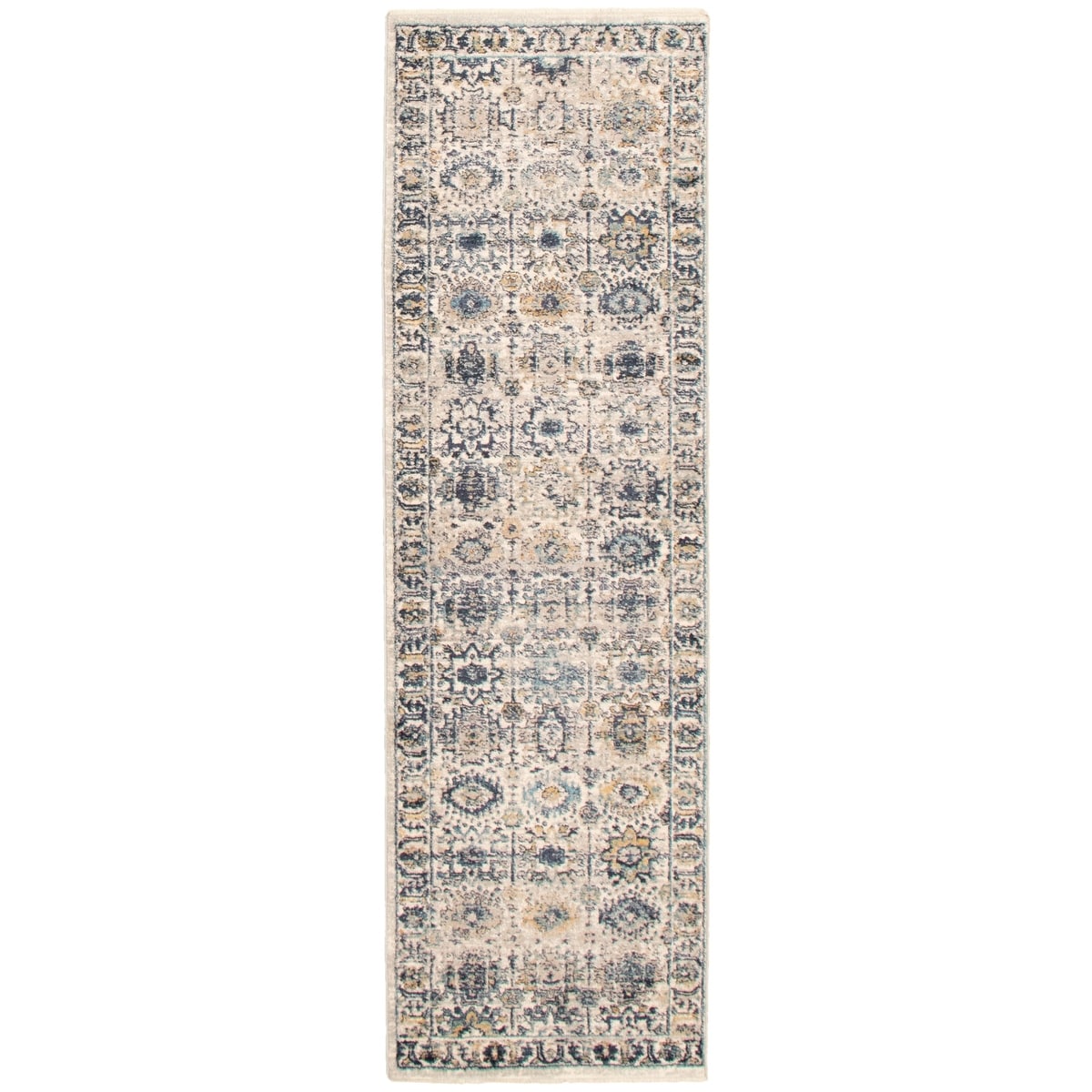 Ecarpetgallery Machine Woven Bolivia Yalameh Blue Ivory Rug 22 X 80