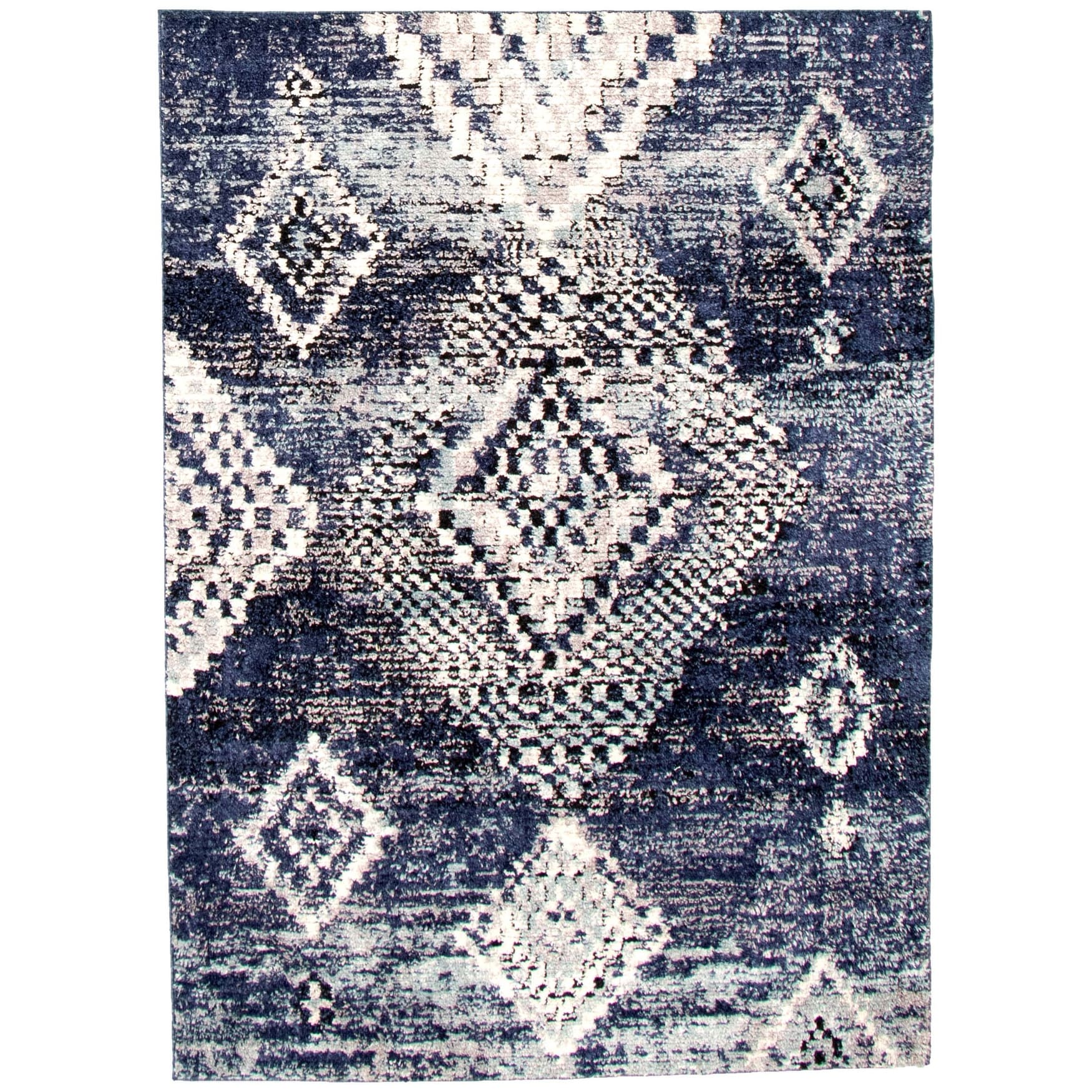 Ecarpetgallery Machine Woven Morocco Mosaique Blue Polypropylene Rug 67 X 96