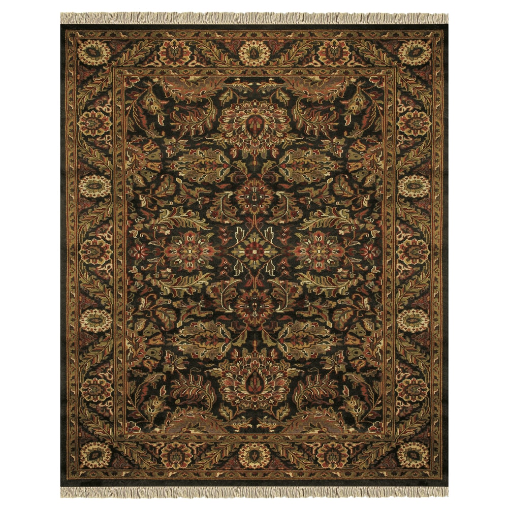 Grand Bazaar Hand Knotted 100 Percent Wool Pile Edmonton Rug In Charcoal Charcoal 8 6 X 11 6 86 X 116