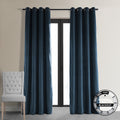 Exclusive Fabrics Midnight Blue Grommet Velvet Blackout Single Curtain Panel