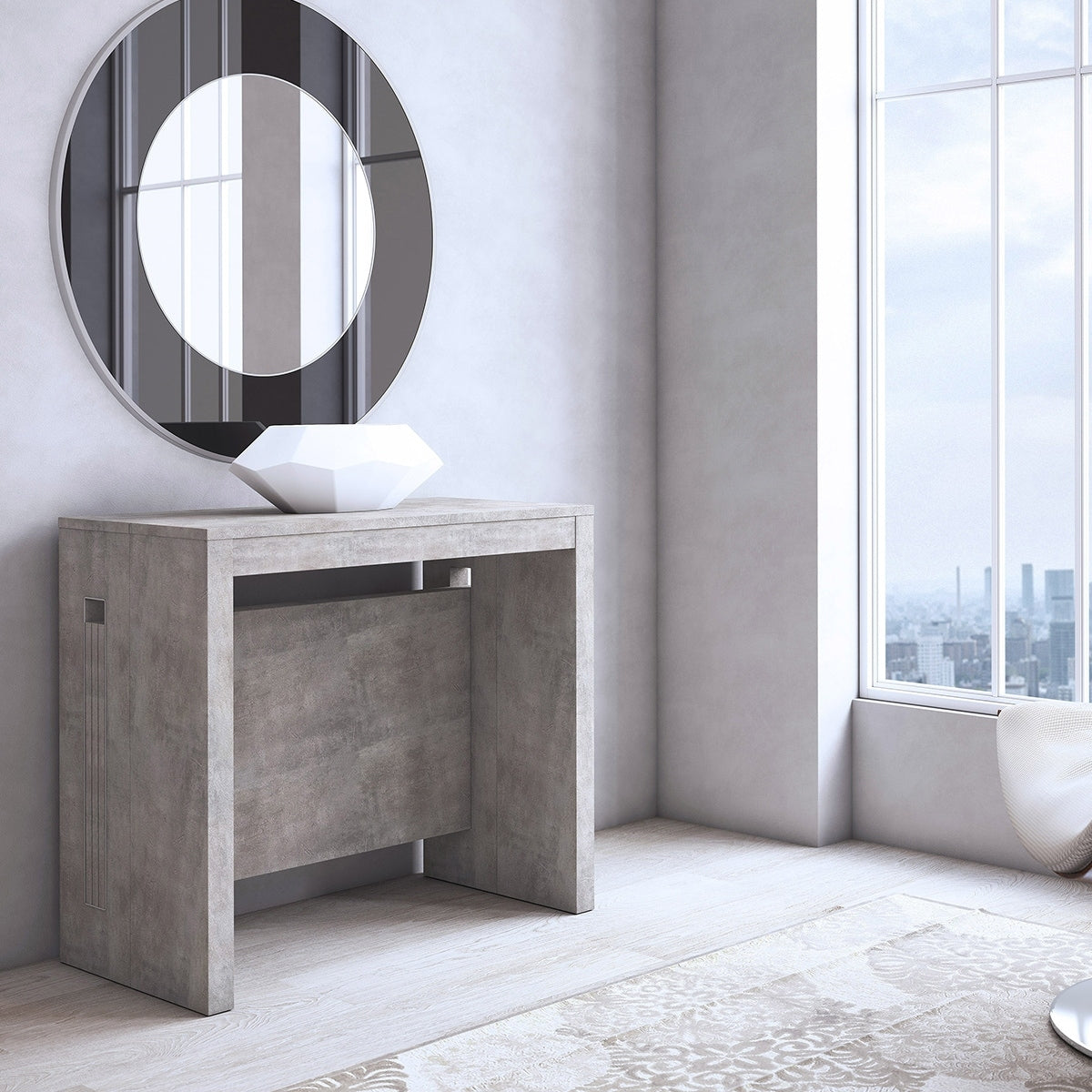 Elasto Gray Concrete Extendable Console Dining Table By Talenti Casa