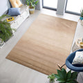 Eorc Horizon Beige Wool Transitional Stripe Handmade Rug 5 X 8