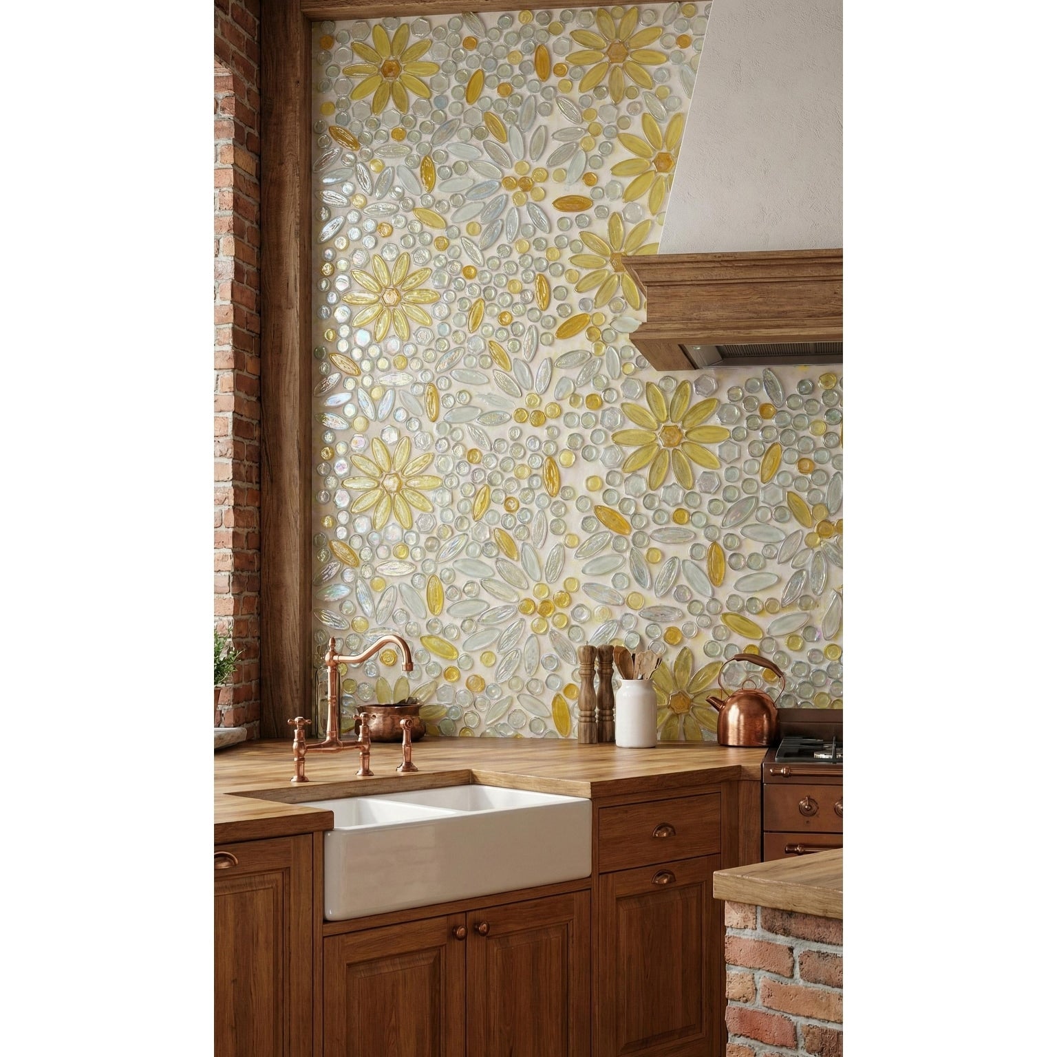 Es Stone Floral Pattern Glass Mosaic Tile Decorative Wall Backsplash Tile Case 10 Sheets