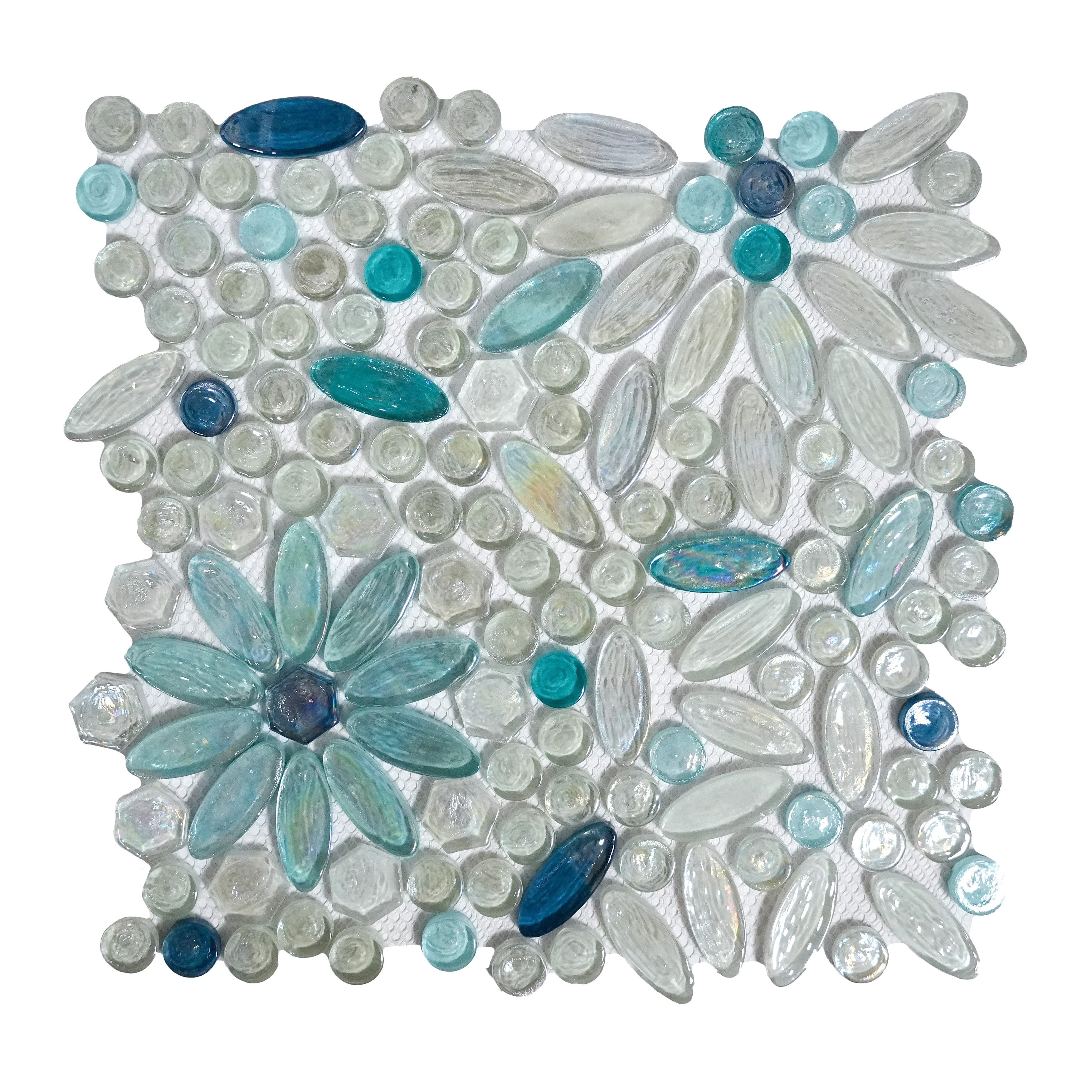 Es Stone Floral Pattern Glass Mosaic Tile Decorative Wall Backsplash Tile Case 10 Sheets