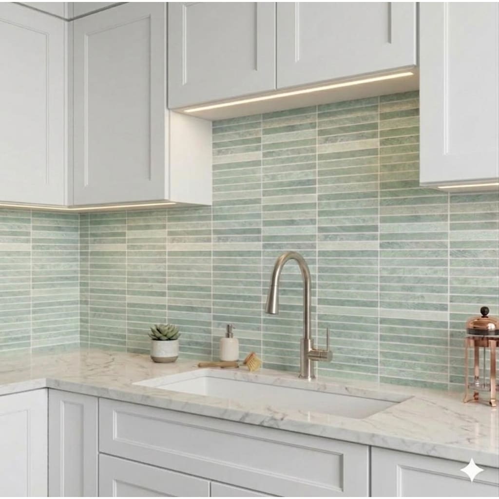 Es Stone Ming Green Marble 1 X 6 Stack Mosaic Tile Case 10 Sheets