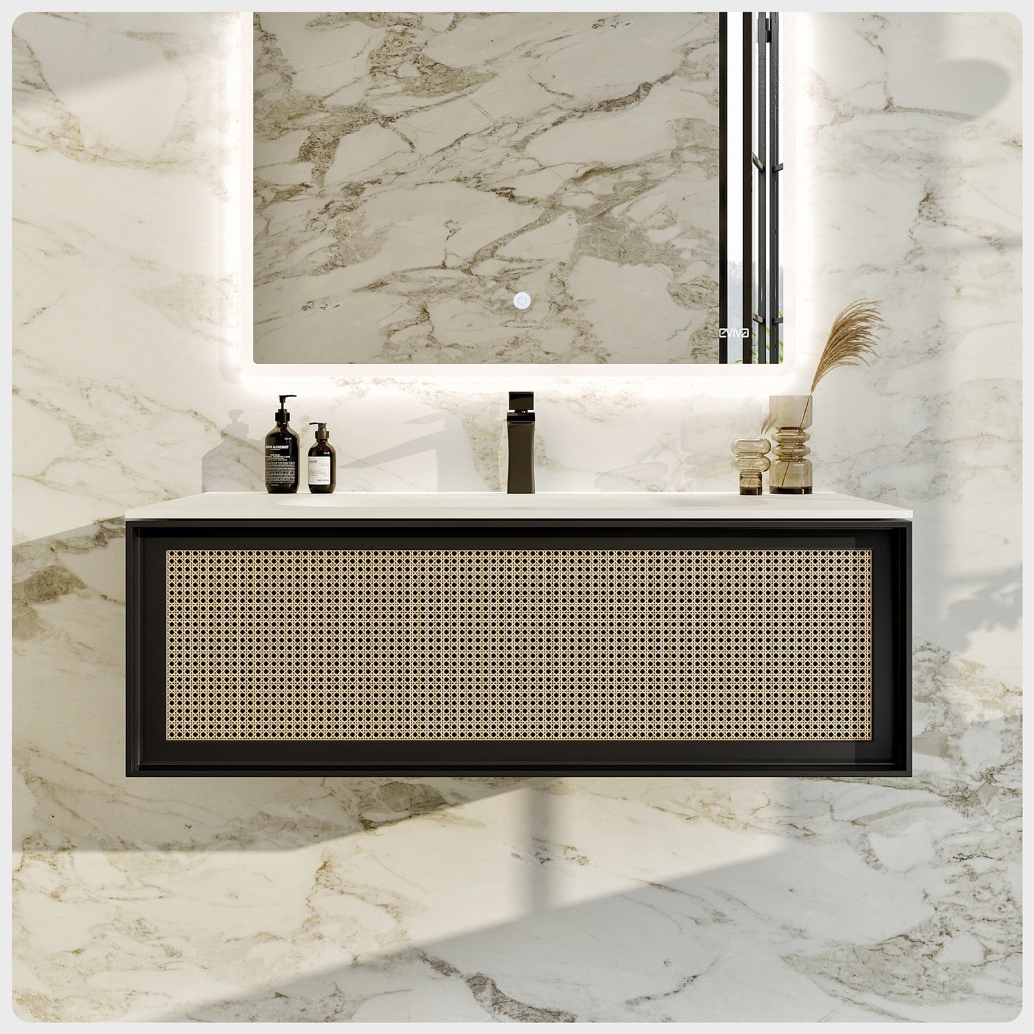Eviva Nets 32 Inch Natural Oak And Black Vanity