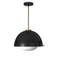Justice Design Fusion Hemisphere 2 Light Matte Black With Brass Accent Pendant
