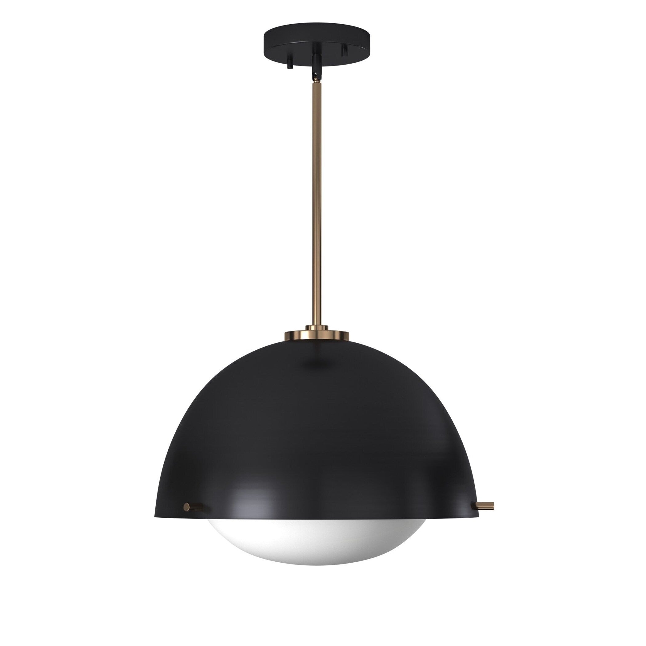 Justice Design Fusion Hemisphere 2 Light Matte Black With Brass Accent Pendant