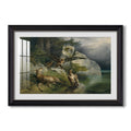 Eagles And Dying Stag On A 1836 Friedrich Gauermann Custom Framed Print