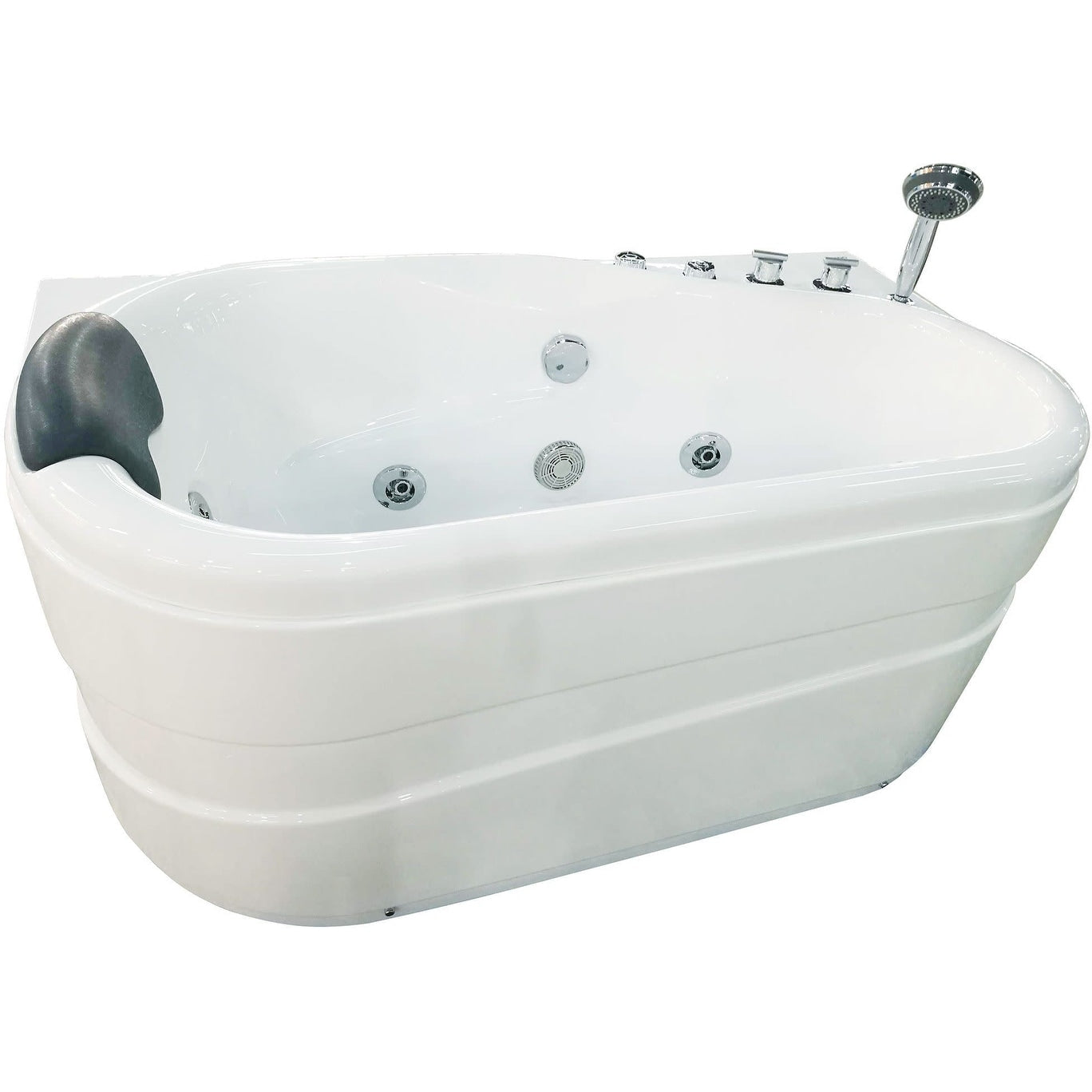 Eago Am175 R 57 1 8 Acrylic Whirlpool Bathtub For Alcove Installations W Right Center Drain Right Pump Included Handshower