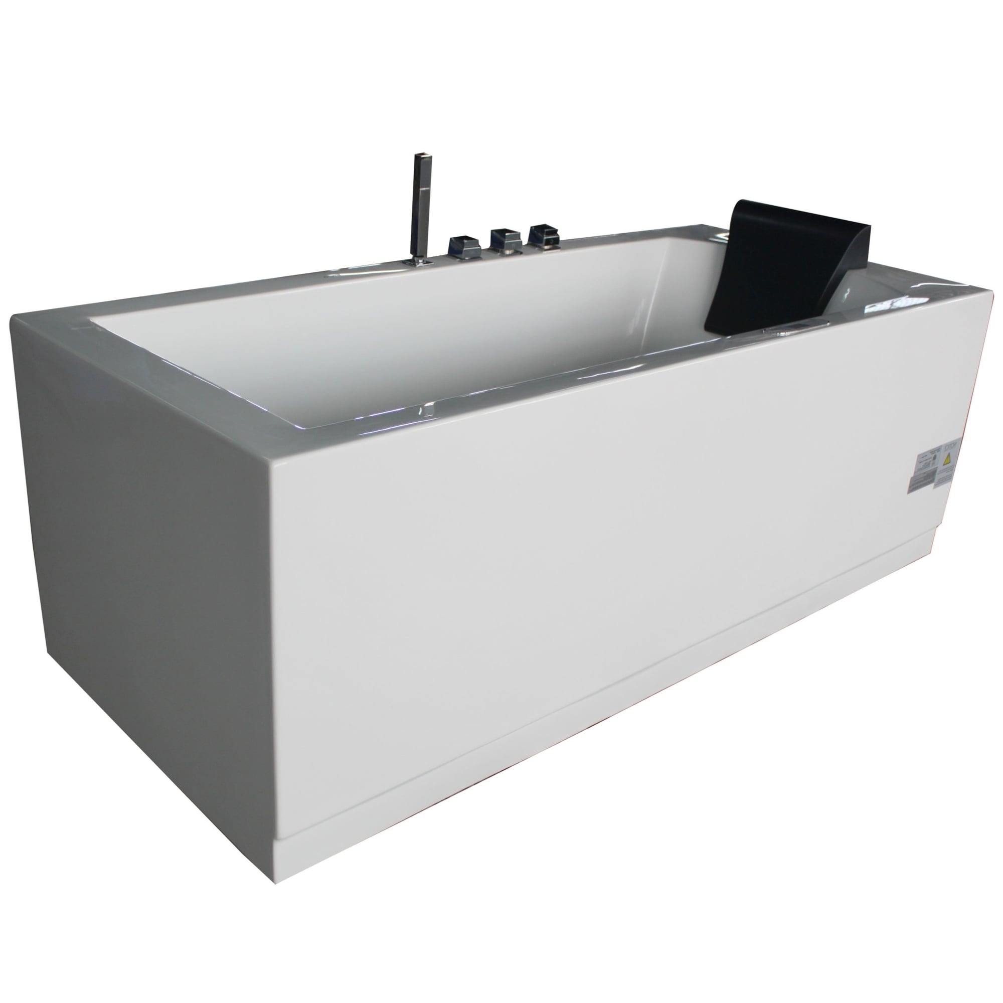Eago Am154Etl L6 Alfi Trade 71 Three Wall Alcove Acrylic Air Tub With Left Drain Drain Assembly And Overflow White