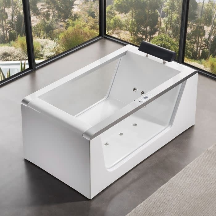 Eago Am152Etl 5 Alfi Trade 59 Free Standing Acrylic Air Tub With Right Drain Drain Assembly And Overflow White