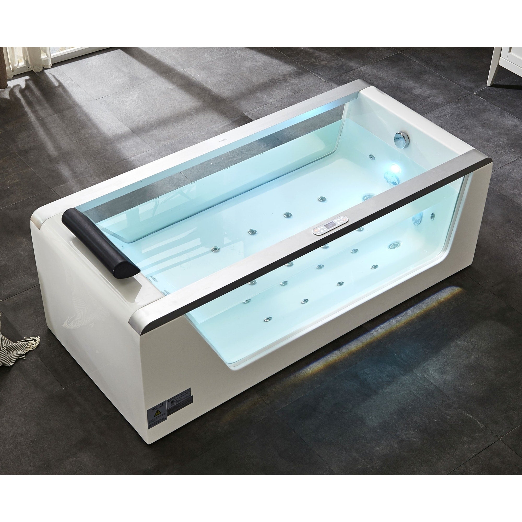 Eago Am152Etl 6 Alfi Trade 71 Free Standing Acrylic Air Tub With Right Drain Drain Assembly And Overflow White