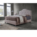 Earp Transitional Brown Fabric Upholstered Button Tufted Bed King