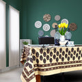 Details About Hand Block Print Cotton Floral Tablecloth Round Rectangular Square Beige Gold