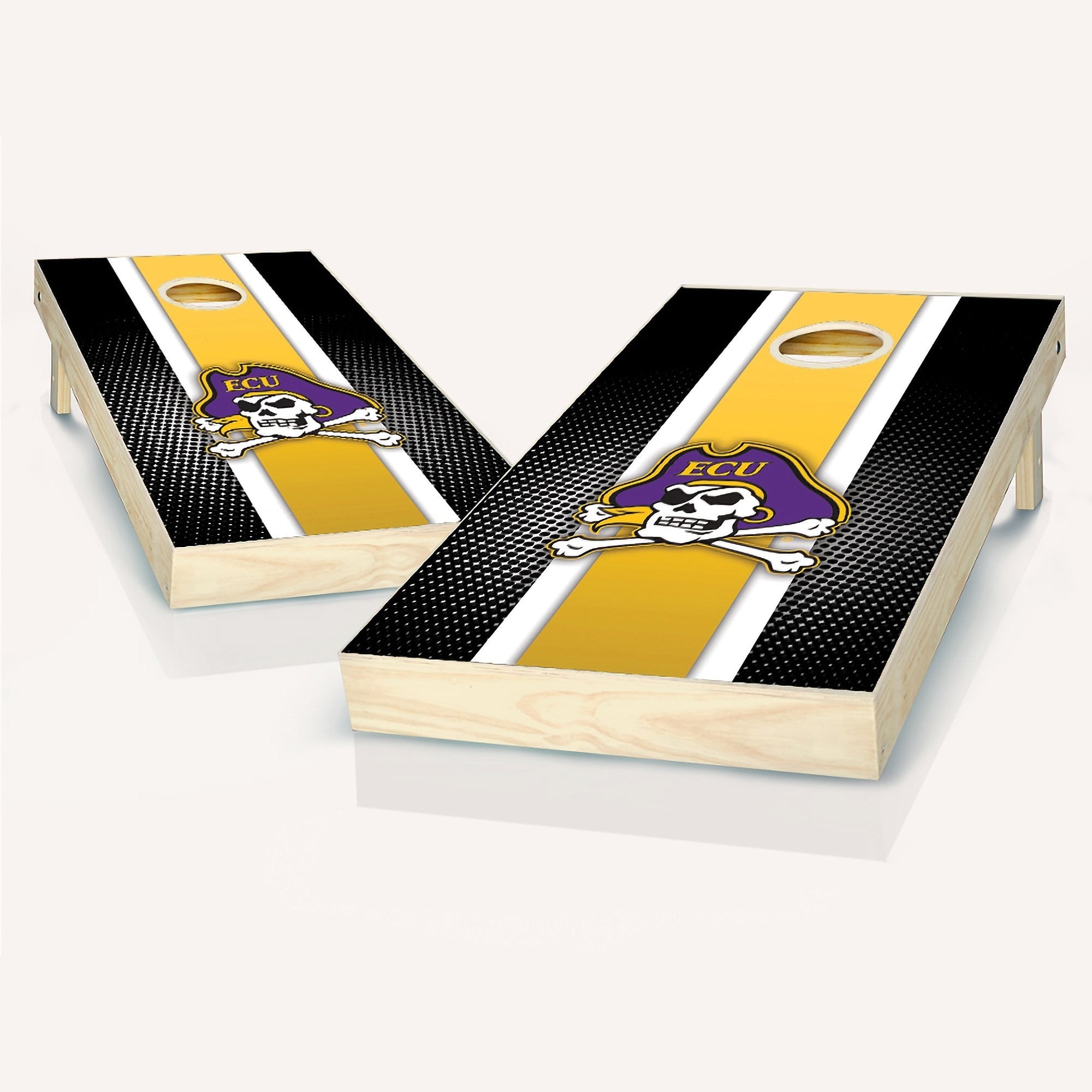 East Carolina Pirates Striped Cornhole Set Includes 8 Team Logo Bags Optional Accessories