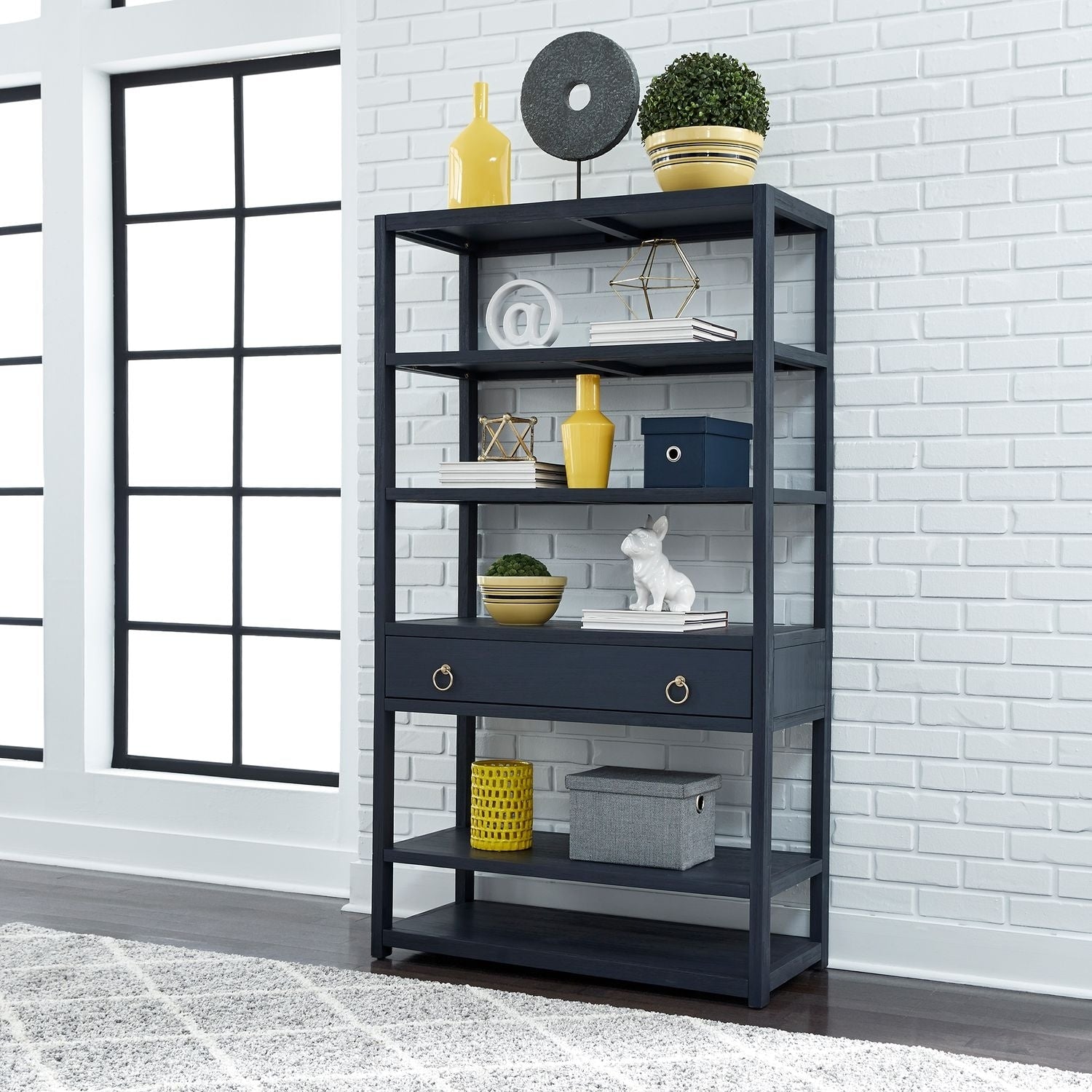 Midnight Wire Brushed Denim Accent Bookcase