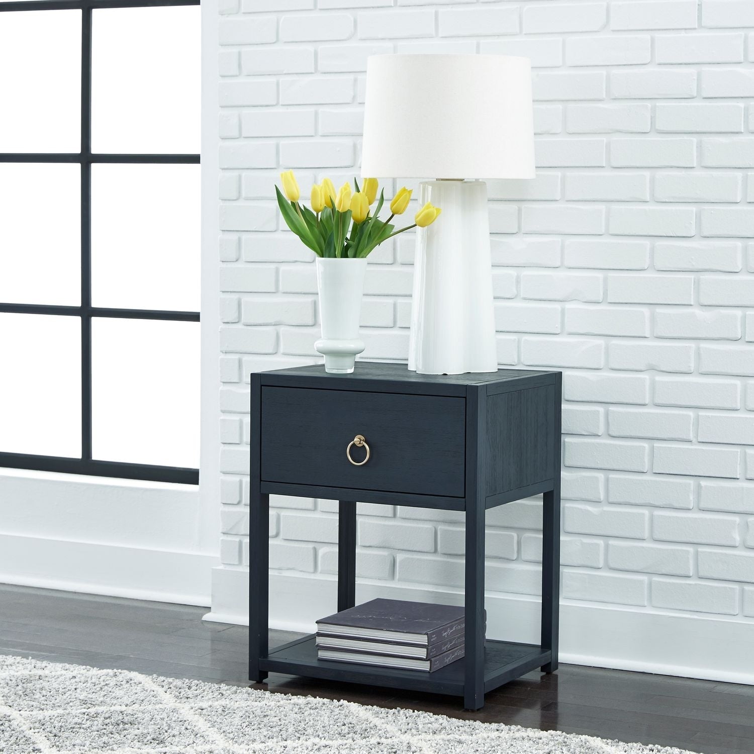 Midnight Wire Brushed Denim 1 Shelf Accent Table